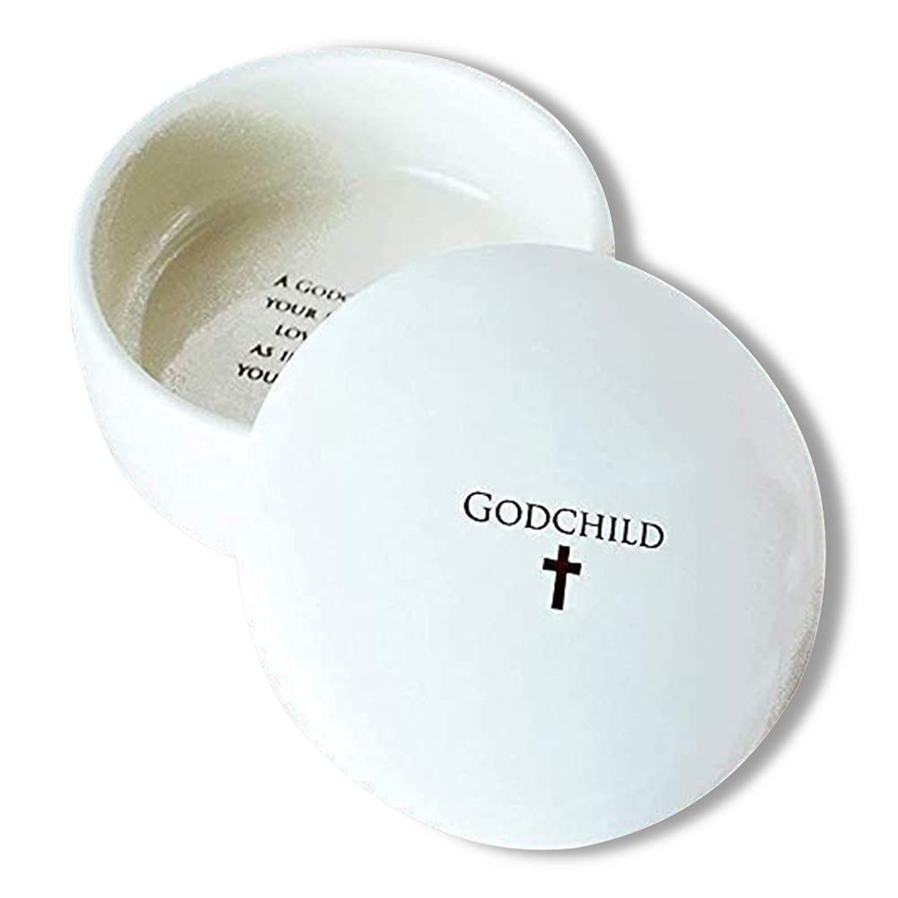 Personalized Godchild Gift - Engraved Round Keepsake Box for Goddaughter or Godson | Baptism, Christening, Birthday & Special Occasion Present