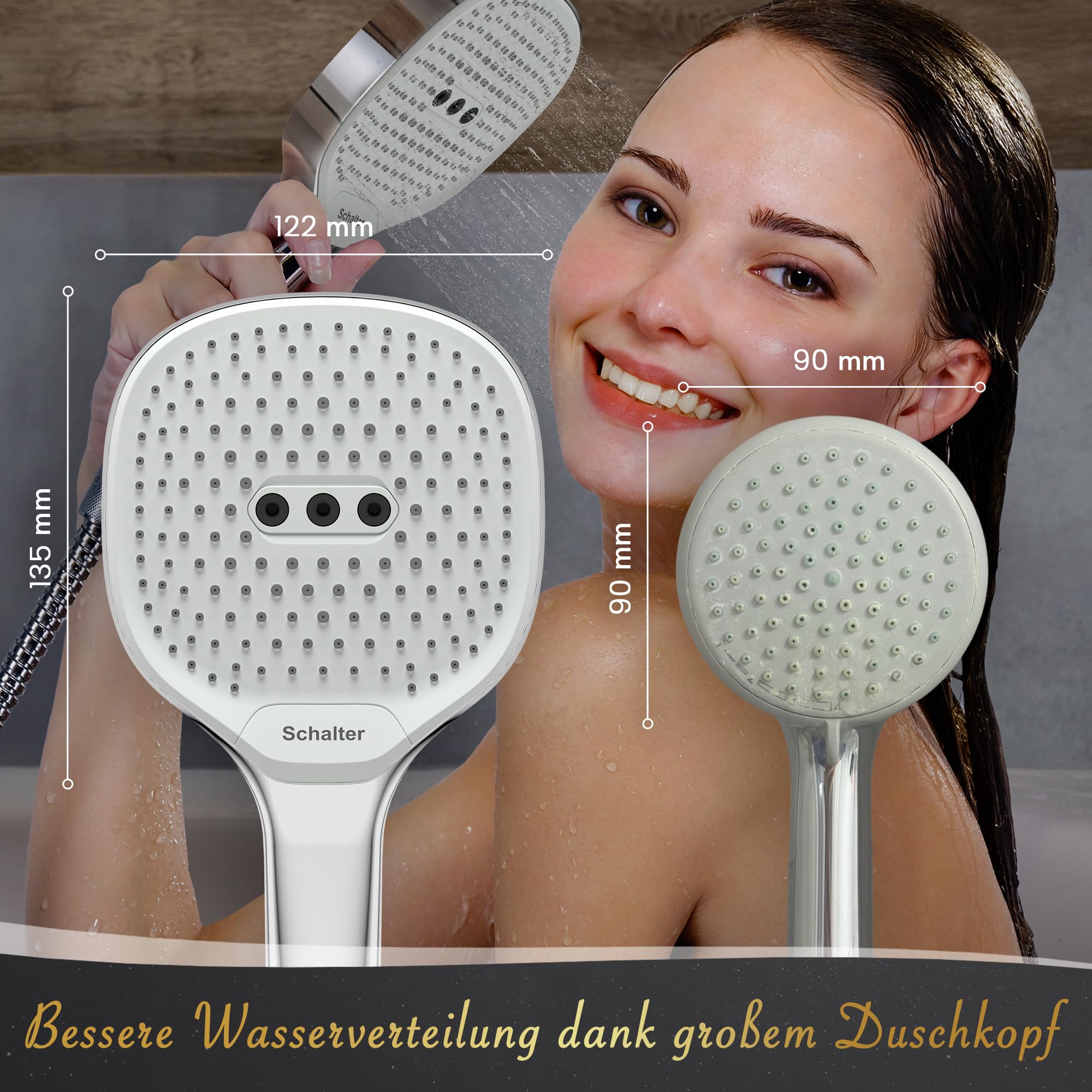 FAYZA High Pressure Rain Shower Head - 8 Inch Large Water Saving Showerhead with Premium Design - White Bathroom Shower Head for Relaxing Spa-Like Experience at Home