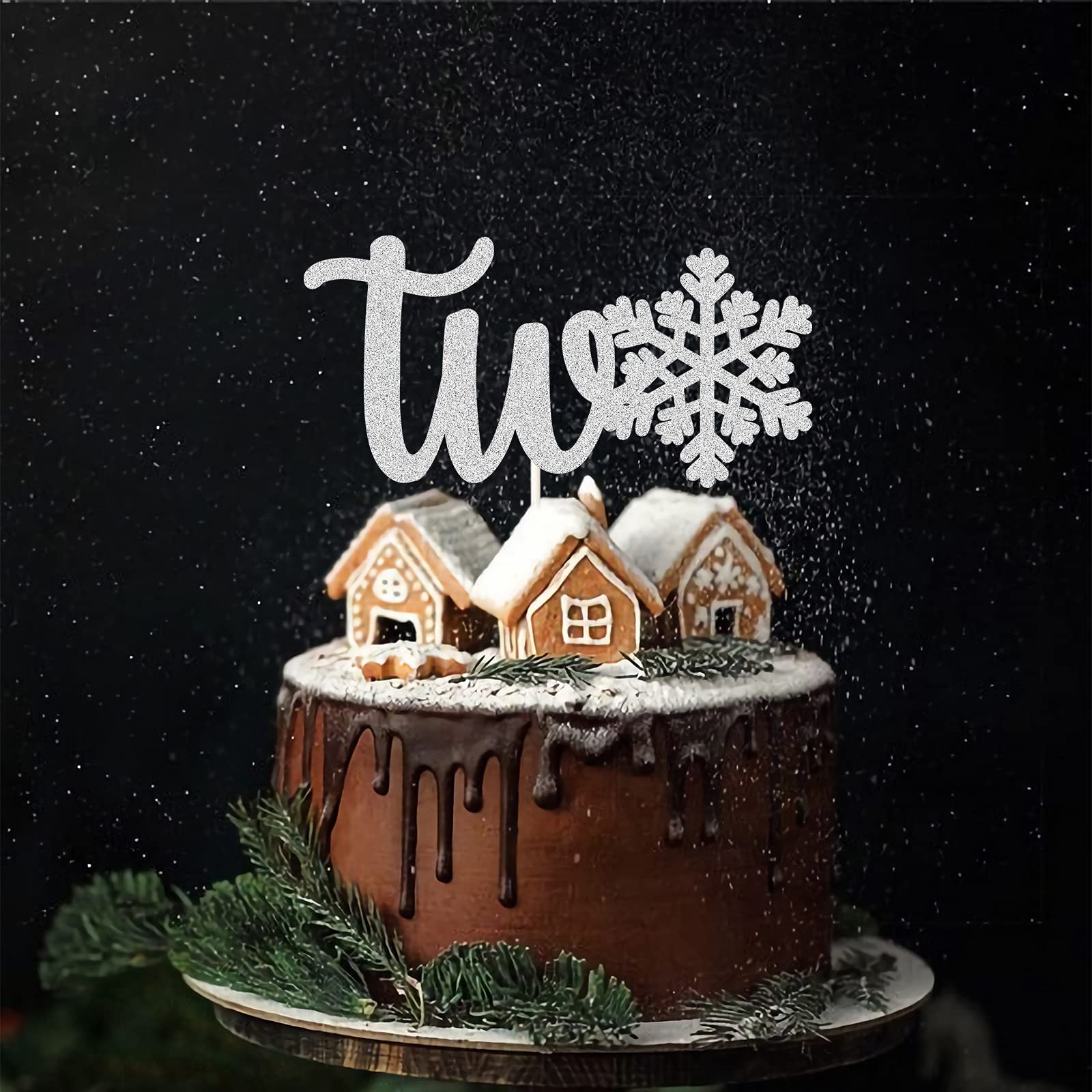 Shining Silver Snowflakes Cake Topper - Frozen Themed 2nd Birthday Winter Wonderland Snow Cake Decor - Princess Happy Birthday Party Decoration for Cakes, Cupcakes & Desserts | Perfect for Winter Birthdays, Frozen Parties & Holiday Celebrations