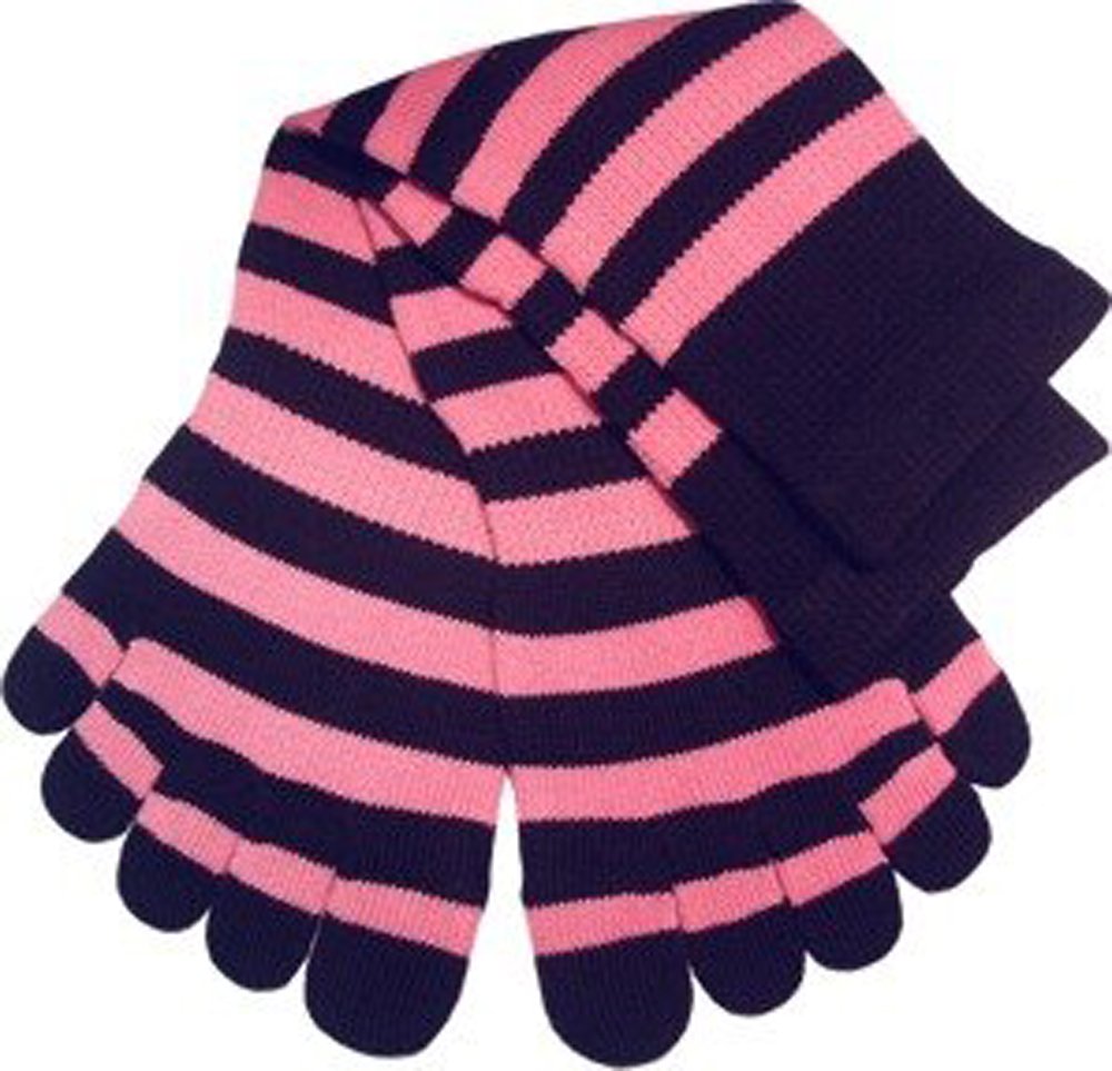 Breathable Cotton Toe Socks for Women - Black & Pink Striped Non-Slip Socks (US Size 5-8) - Perfect for Yoga, Running & Casual Wear