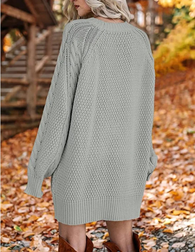 13 Colors Women's Chunky Cable Knit Oversized Pullover Sweater - Long Sleeve Crewneck Winter Warm Tops for Casual Outfits, Holiday Gatherings & Cozy Home Wear