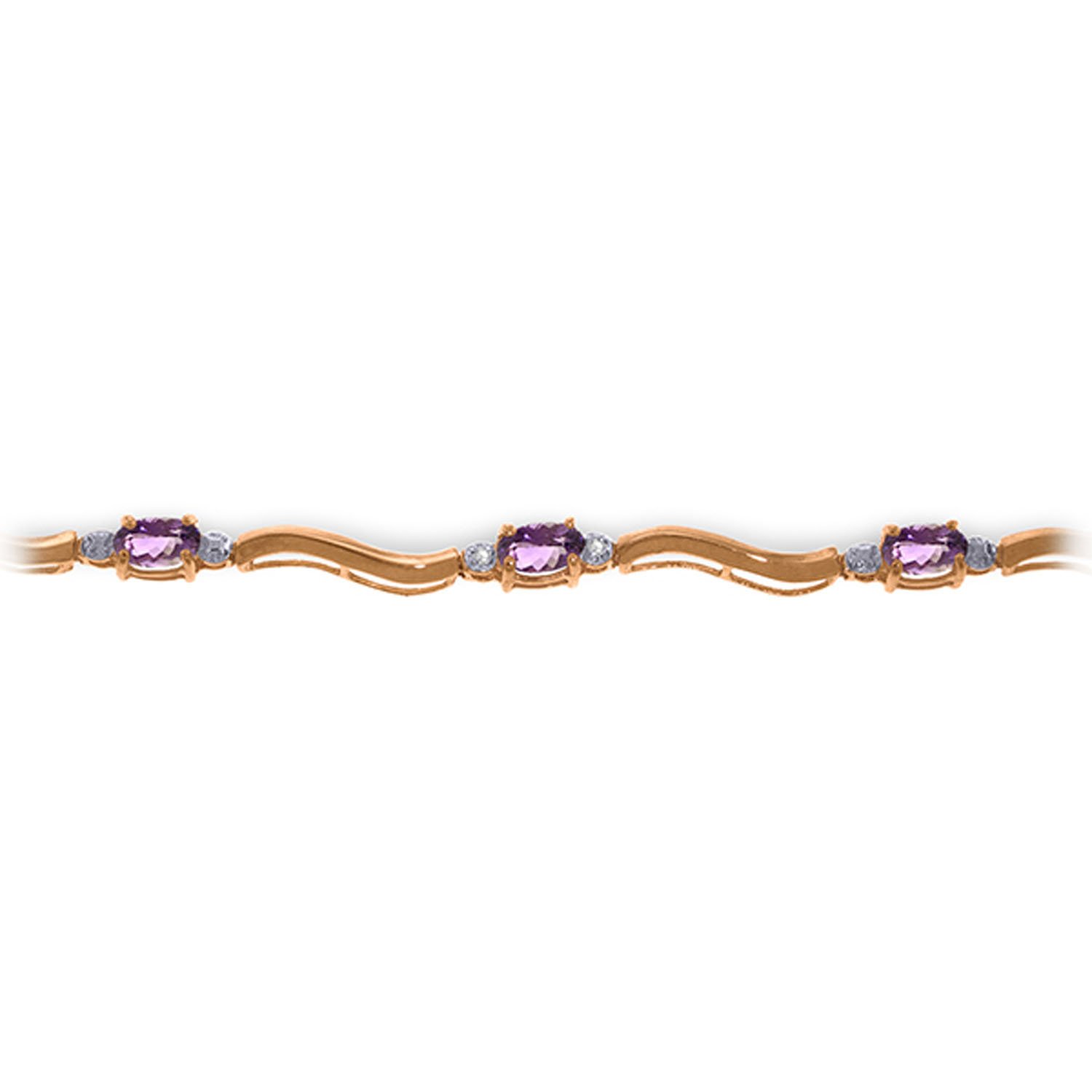 14K Rose Gold Diamond & Amethyst Tennis Bracelet for Women - Elegant Stackable Jewelry for Weddings, Anniversaries & Special Occasions