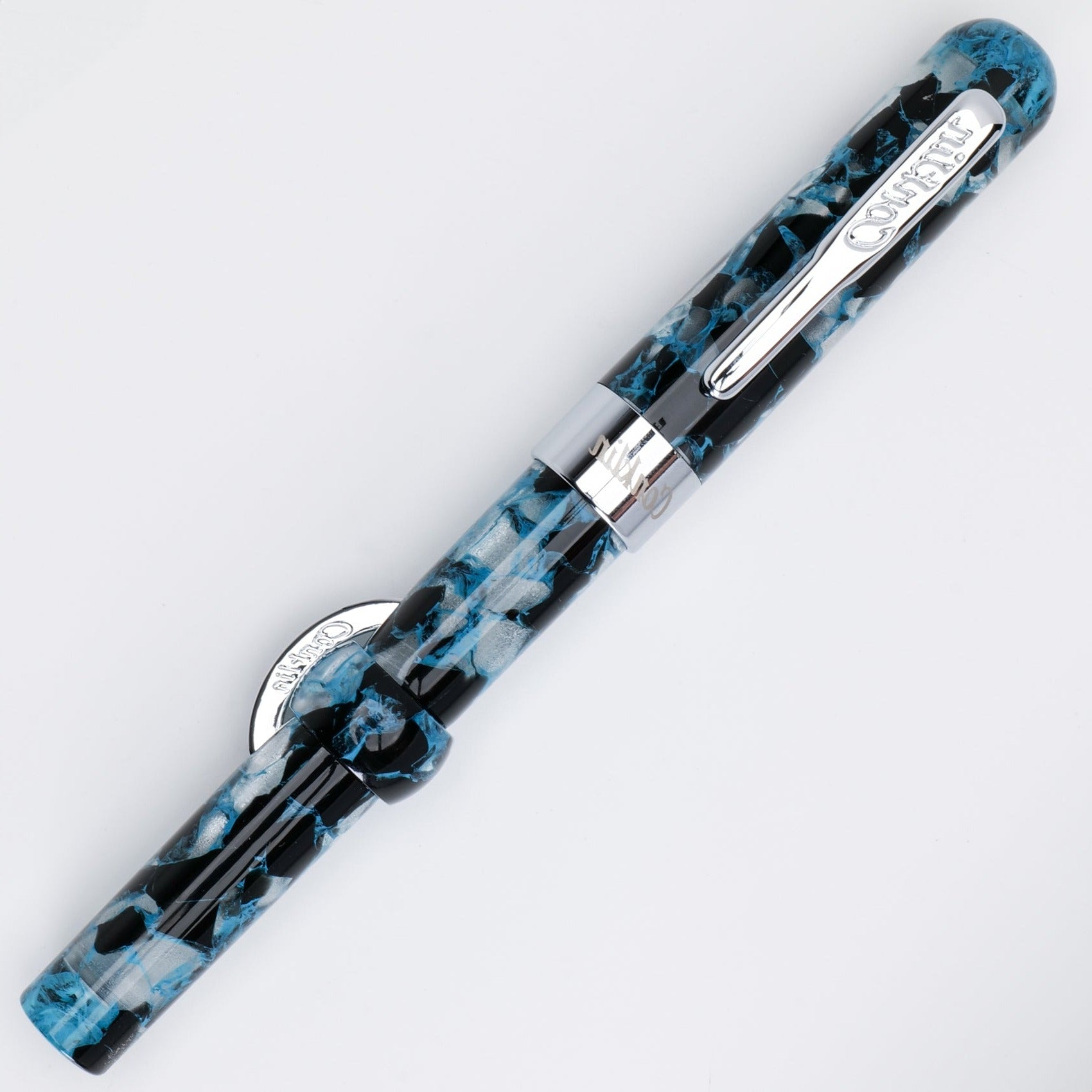 Conklin Mark Twain Crescent Filler Fountain Pen - Blue Array - Premium Writing Instrument for Calligraphy, Journaling & Gift Giving