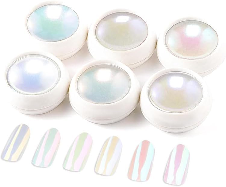 B- 6 Jars Pearl Chrome Nail Powder
