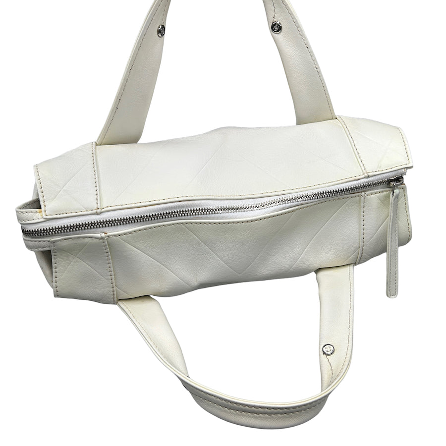 Chanel White Leather Stitched CC Logo Tote Bag - Luxury Designer Handbag for Women, Perfect for Work, Travel & Everyday Use