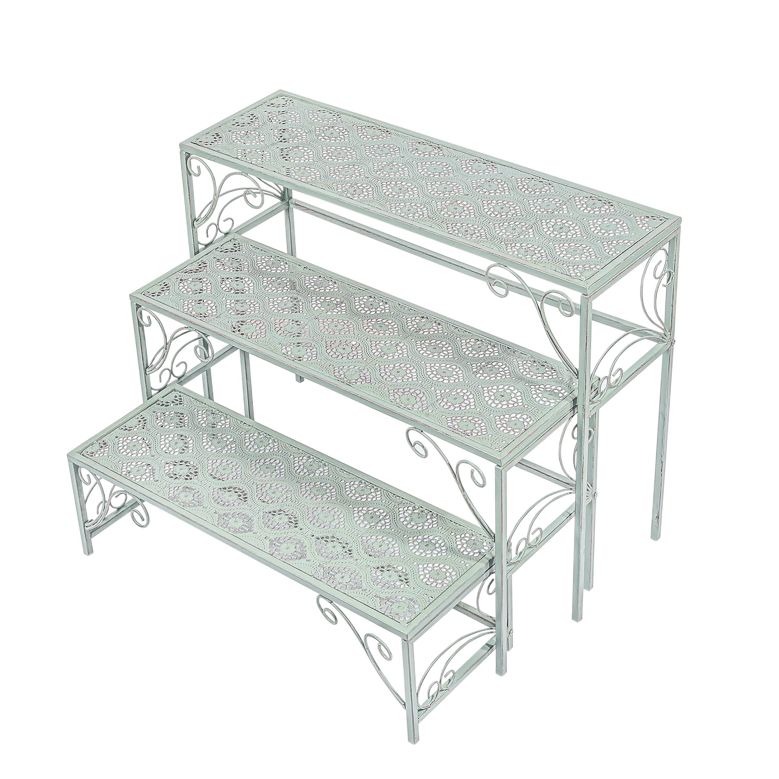 3-Tier Foldable Metal Plant Stand - Indoor/Outdoor Multi-Level Plant Shelf for Garden, Balcony & Yard - Sturdy Ladder Planter Display for Multiple Flower Pots & Vases - Perfect for Small Space Gardening & Home Decor