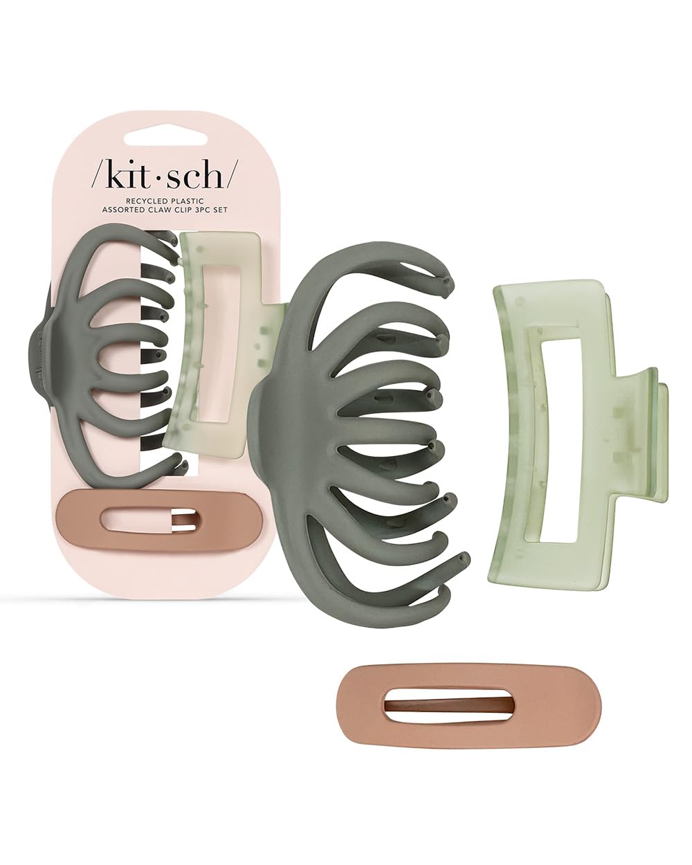 Kitsch Large Assorted Hair Clips for Women - Medium Open Shape Hair Claw Clips for Thick Hair, Flat Lay Hair Clips & Big Octopus Claw Clips (3-Piece Set) - Perfect for Teens, Girls, and Everyday Hair Styling
