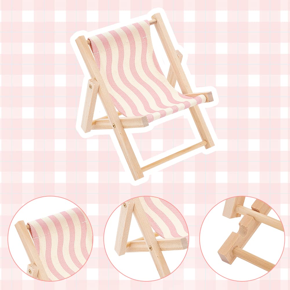 WEBEEDY 3-Piece Wooden Canvas Beach Chair Phone Stand - Foldable Mini Desktop Cell Phone Holder for iPhone & Android (3 Styles) | Perfect for Beach, Poolside, Office & Home Decor