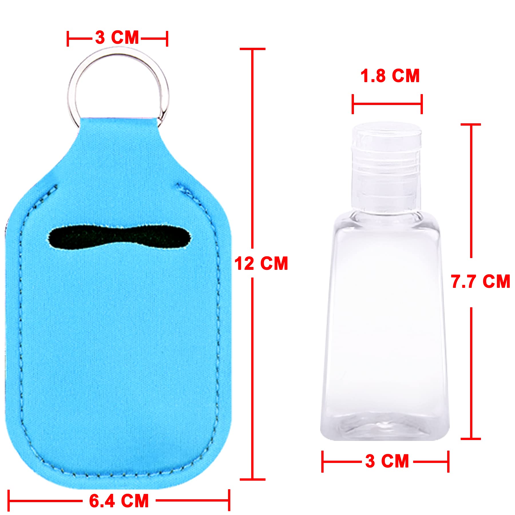 Duufin 60 Pack Hand Sanitizer Keychain Holders & Empty Travel Bottles Set - 30 Reusable Clear Bottles + 30 Sanitizer Holders for Backpack, Purse - Perfect for Travel, Gym, Office & Daily Hygiene