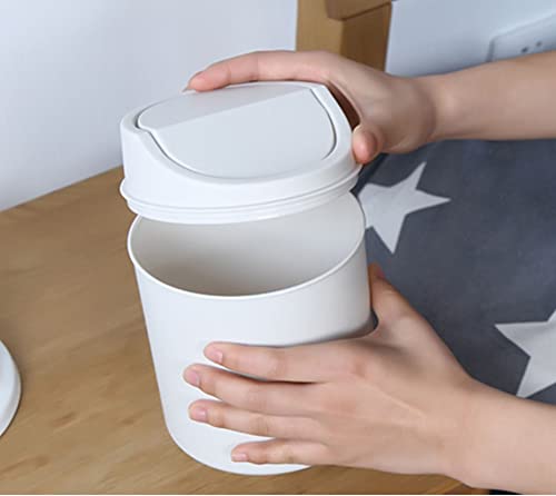 Creative Mini Small Waste Bin - Desktop Garbage Basket for Home, Office & Table - Plastic Trash Can with Lid - Perfect for Desks, Bedrooms & Bathrooms (Color: Black)