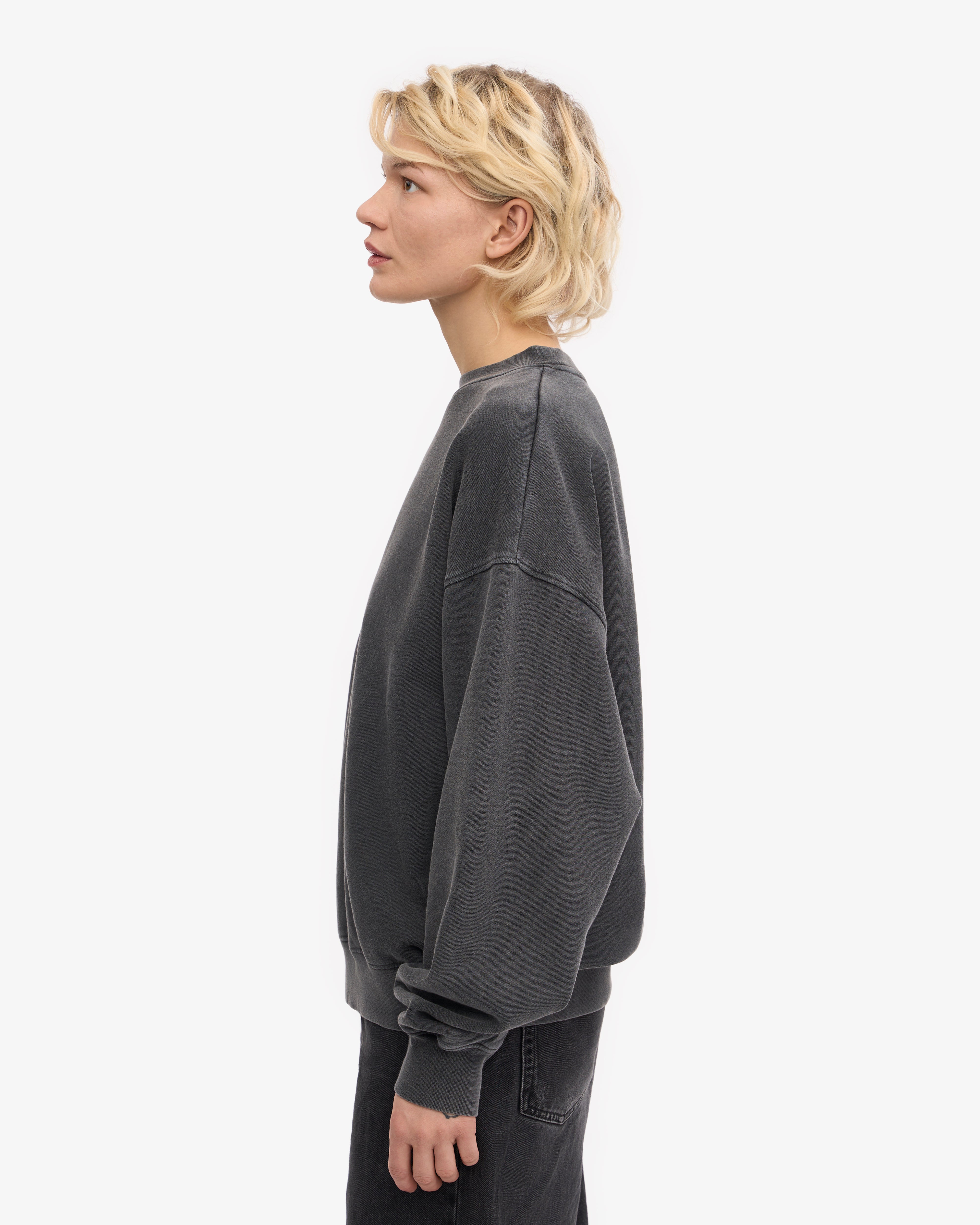 Organic Oversized Crewneck Sweatshirt - Faded Black | Soft & Comfortable Unisex Pullover for Casual Wear & Loungewear