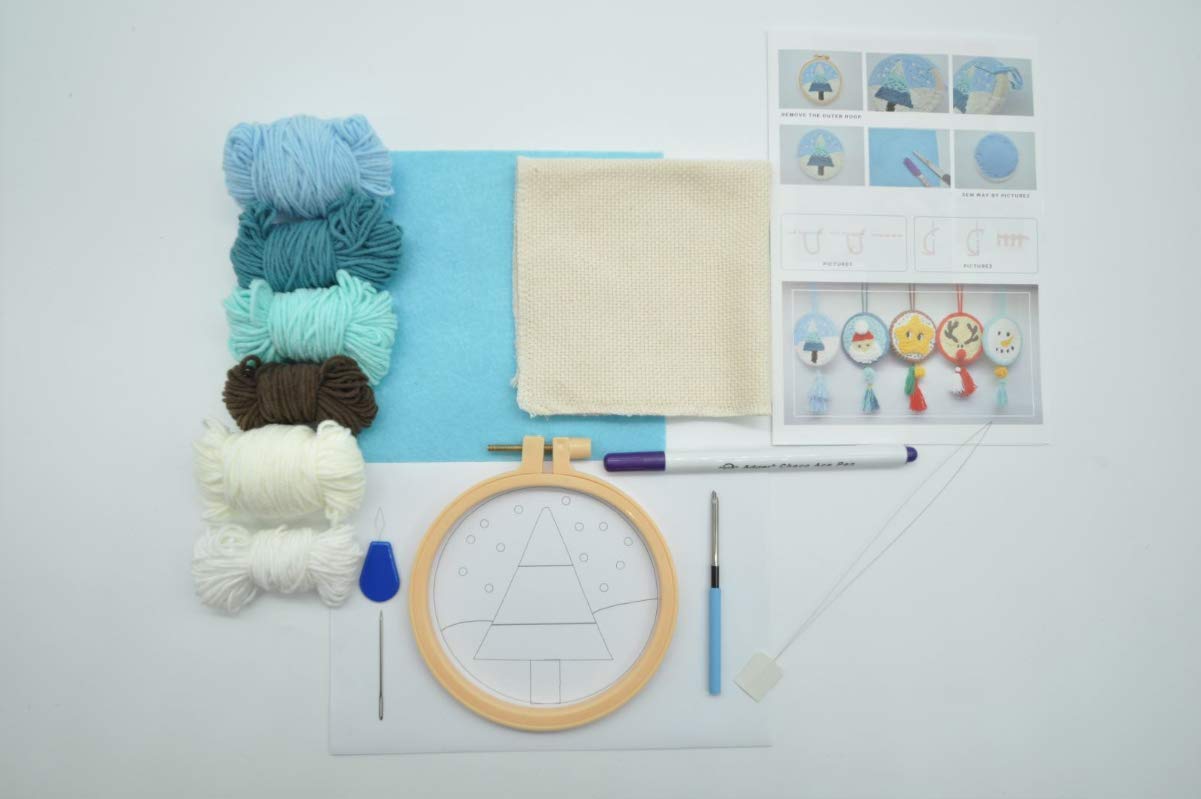 INSO Punch Needle Embroidery Starter Kit with Needle Tool, Threader & Hoop - Complete DIY Needlework Craft Set for Beginners (Snowman Design) - Perfect for Home Decor, Wall Art & Handmade Gift Making