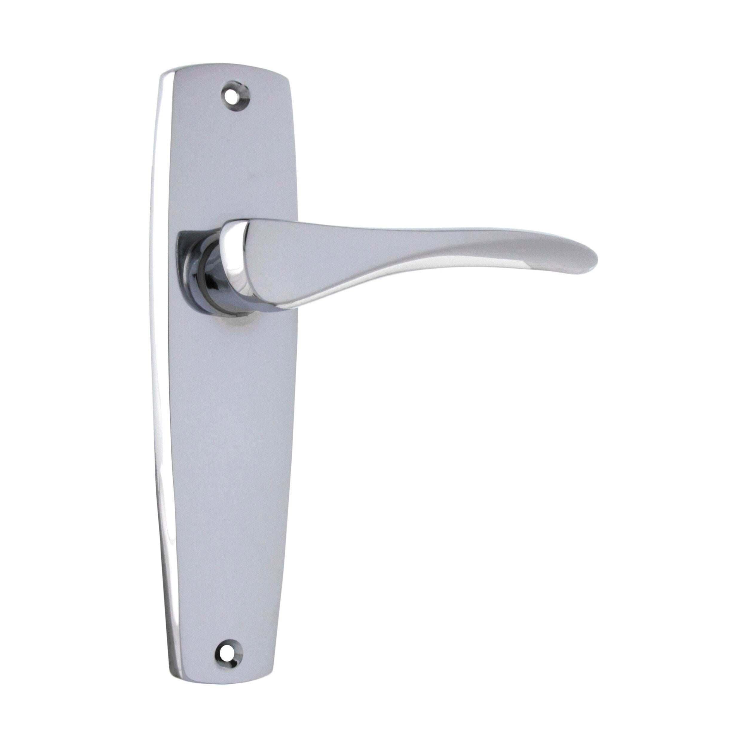 Vintage Mid Century Door Lever Set - Chrome Plated (H145xW35xP47mm) - Classic Interior Door Hardware for Bedroom, Bathroom & Office Doors