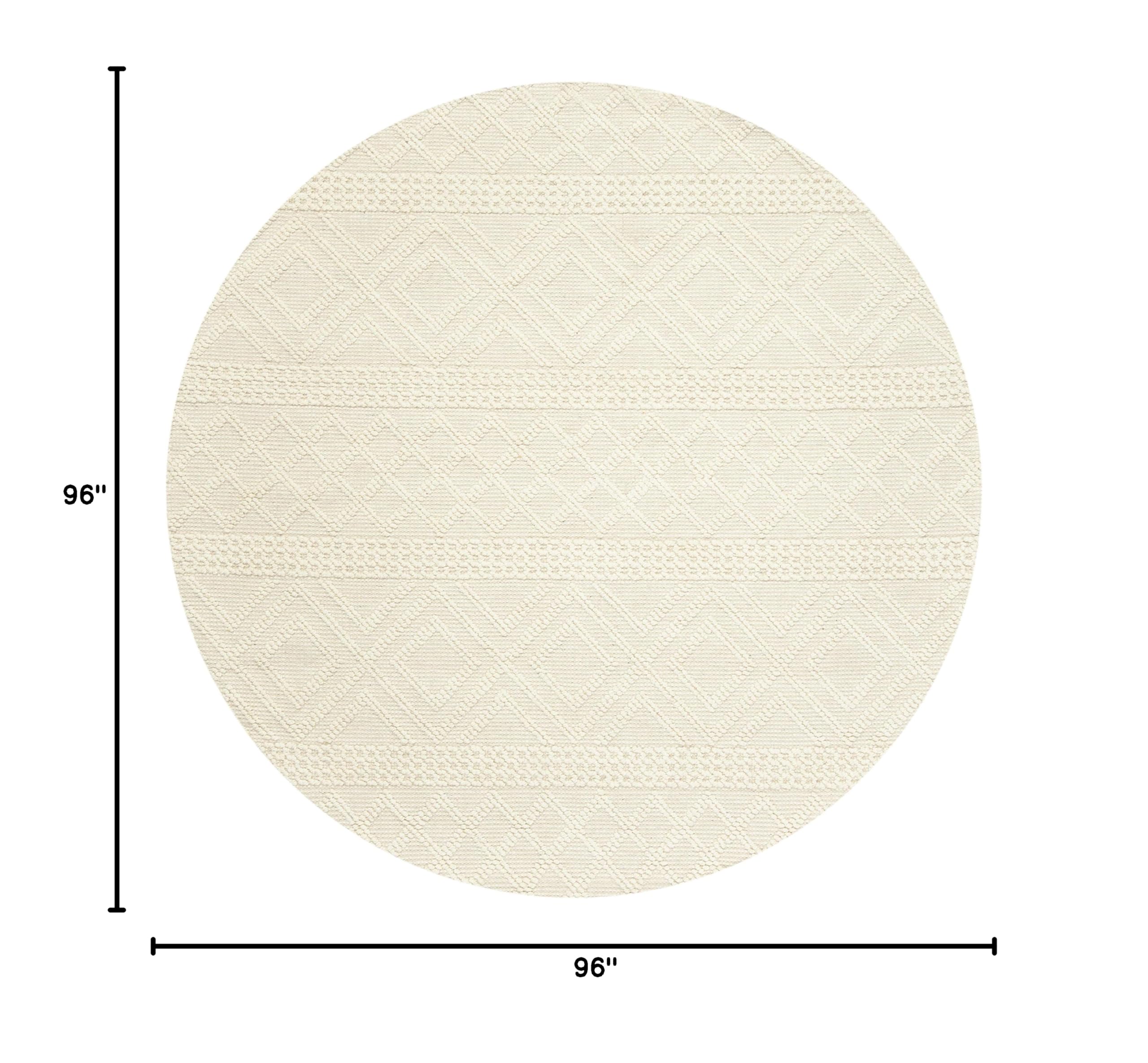 SAFAVIEH Vermont Collection 8' Round Ivory VRM211A Handmade Premium Wool & Cotton Area Rug - Soft & Durable Living Room, Bedroom, Dining Room Rug for Home Decor