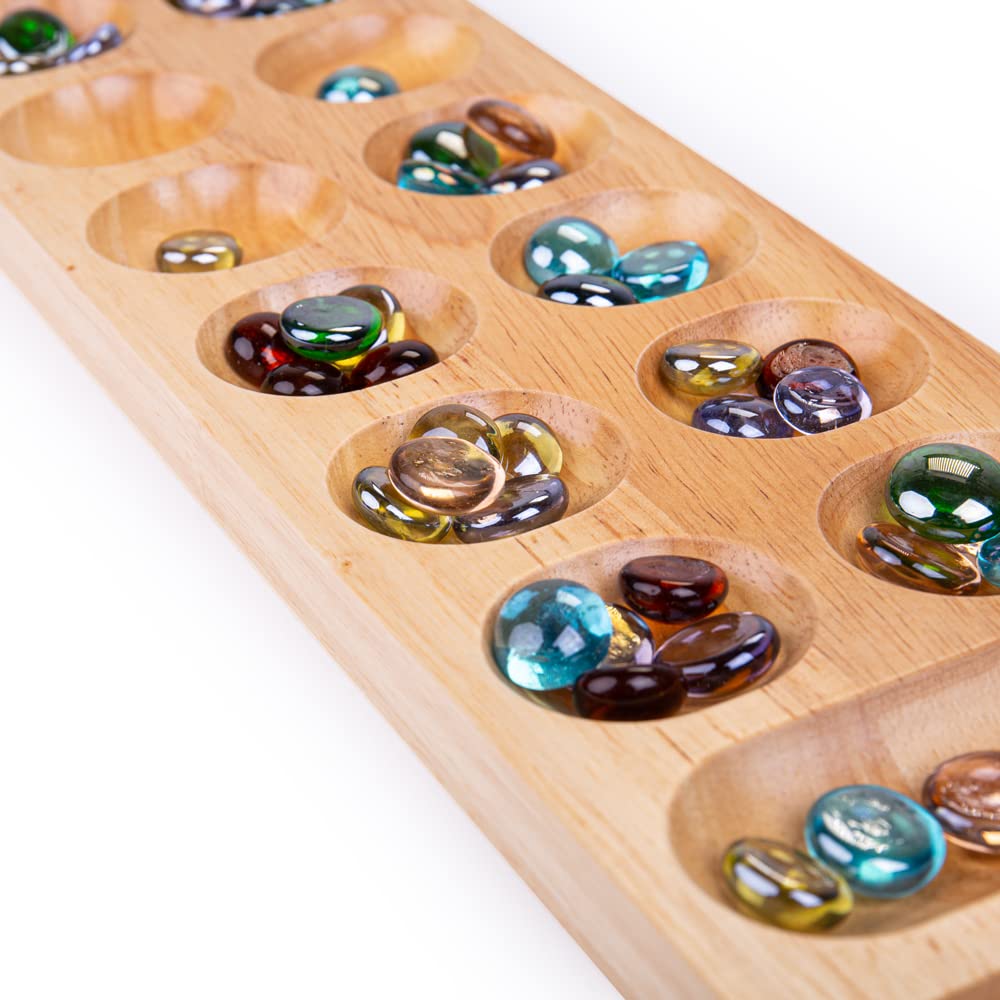Bigjigs Toys Wooden Mancala Board Game - Classic Strategy Game for Kids & Family - Perfect for Indoor Play, Travel, and Educational Fun