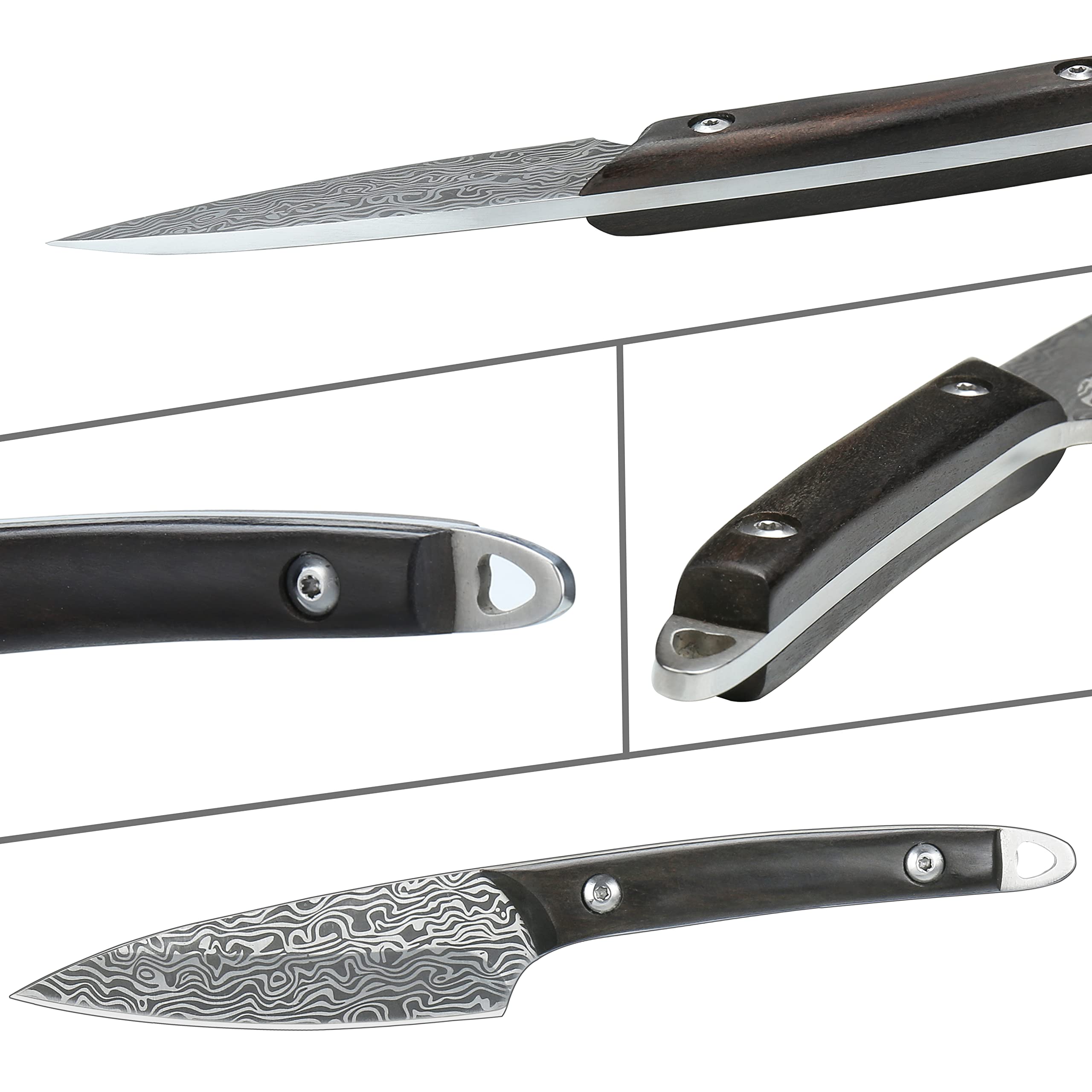 WILDMOK 3.3 Inch Stainless Steel Paring Knife - Sharp Utility Knife for Fruit & Vegetable Cutting, Kitchen Carving with Leather Case - Perfect for Camping, Picnics & Home Cooking