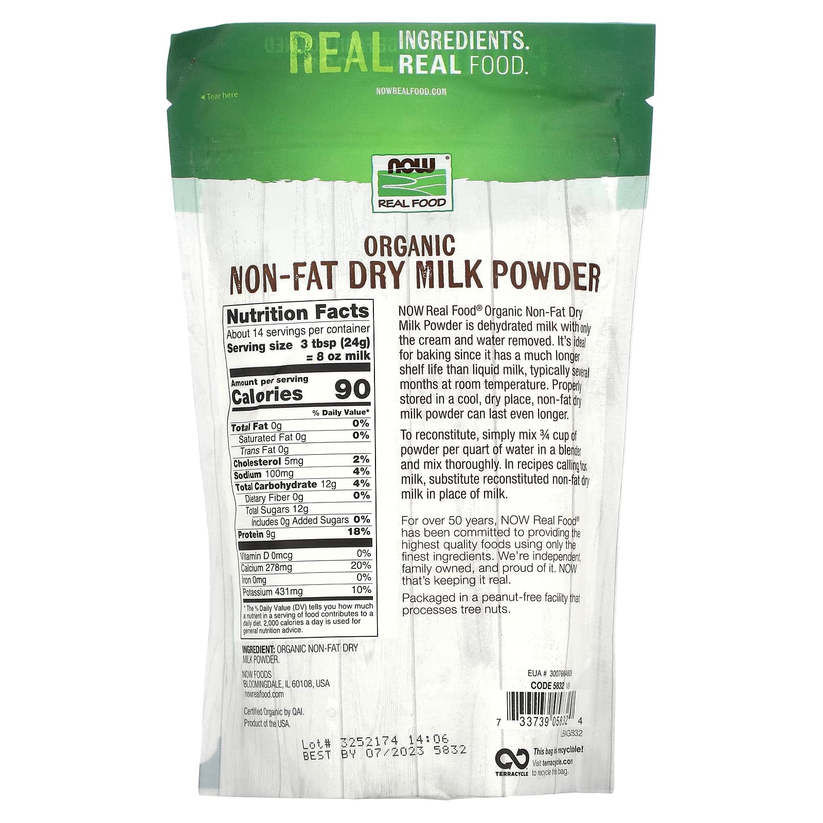 Organic Non-Fat Dry Milk Powder, 12 oz (Pack of 3) - High Protein & Calcium Rich Powdered Milk for Baking, Smoothies, Coffee - Includes Free Measuring Spoon for Easy Mixing - Perfect for Homemade Bread, Protein Shakes & Healthy Recipes