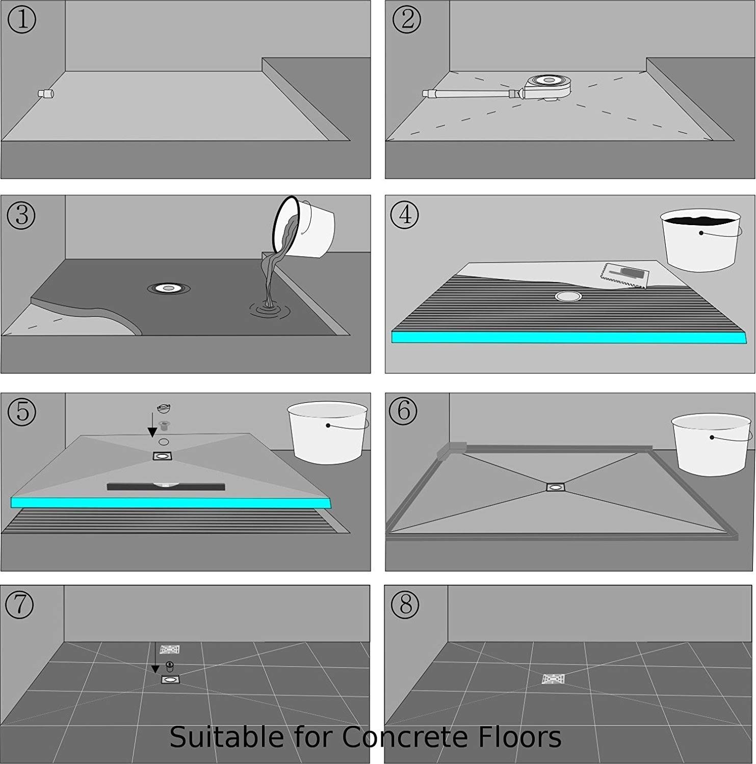 Nassboards Wetroom Shower Tray & Red Kit System - Waterproof & Watertight Design with Drain, Sealing Tape, Grate & XPS Base | Easy Installation Guide | Perfect for Bathroom Renovations & Modern Wet Room Designs