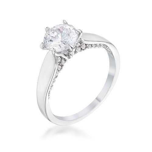1.56Ct Rhodium Plated Cubic Zirconia Solitaire Ring for Women - Elegant Wedding, Engagement & Anniversary Jewelry Gift