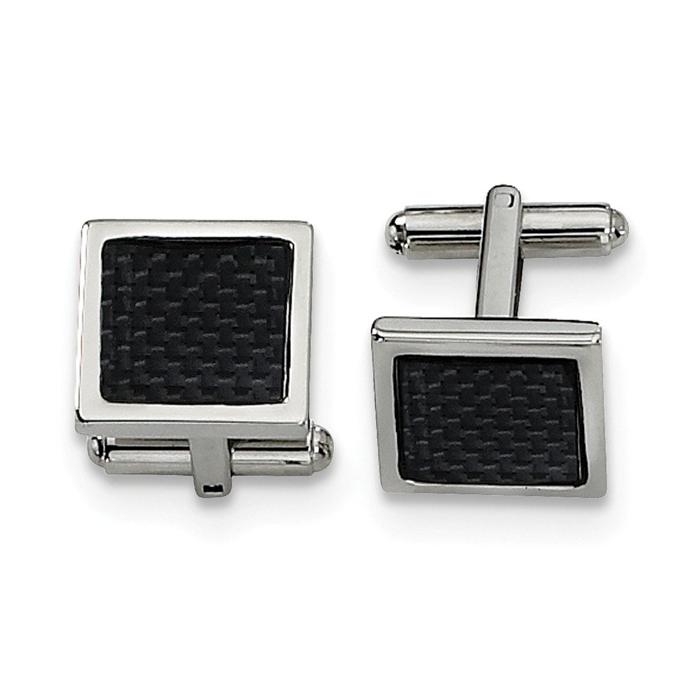 Premium Stainless Steel Black Carbon Fiber Cufflinks for Men - Elegant Dress Accessories for Weddings, Business & Formal Events