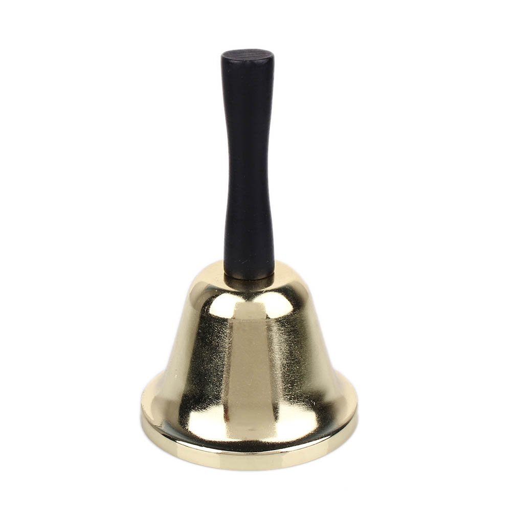 Echi Gold Plated Metal Loud Service Bell - Handheld Alarm Bell for Restaurants, Hotels, and Office Reception Desks