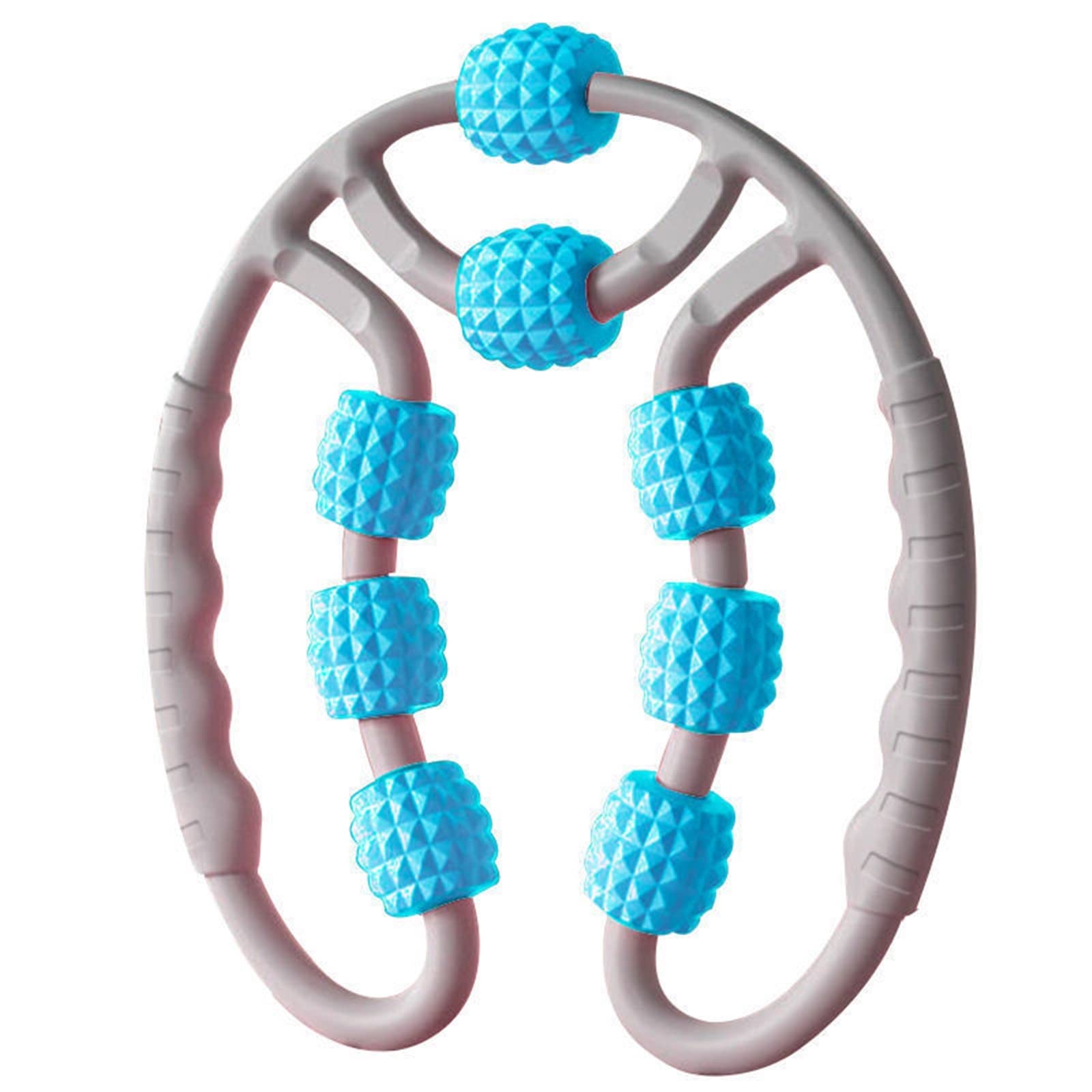 HATAP Massage Stick with Wheels - Deep Tissue Muscle Roller for Arms, Legs, Neck & Back Pain Relief - Blue Foam Roller for Yoga, Pilates, Gym & Sports Recovery - Perfect for Post-Workout Relaxation & Muscle Therapy