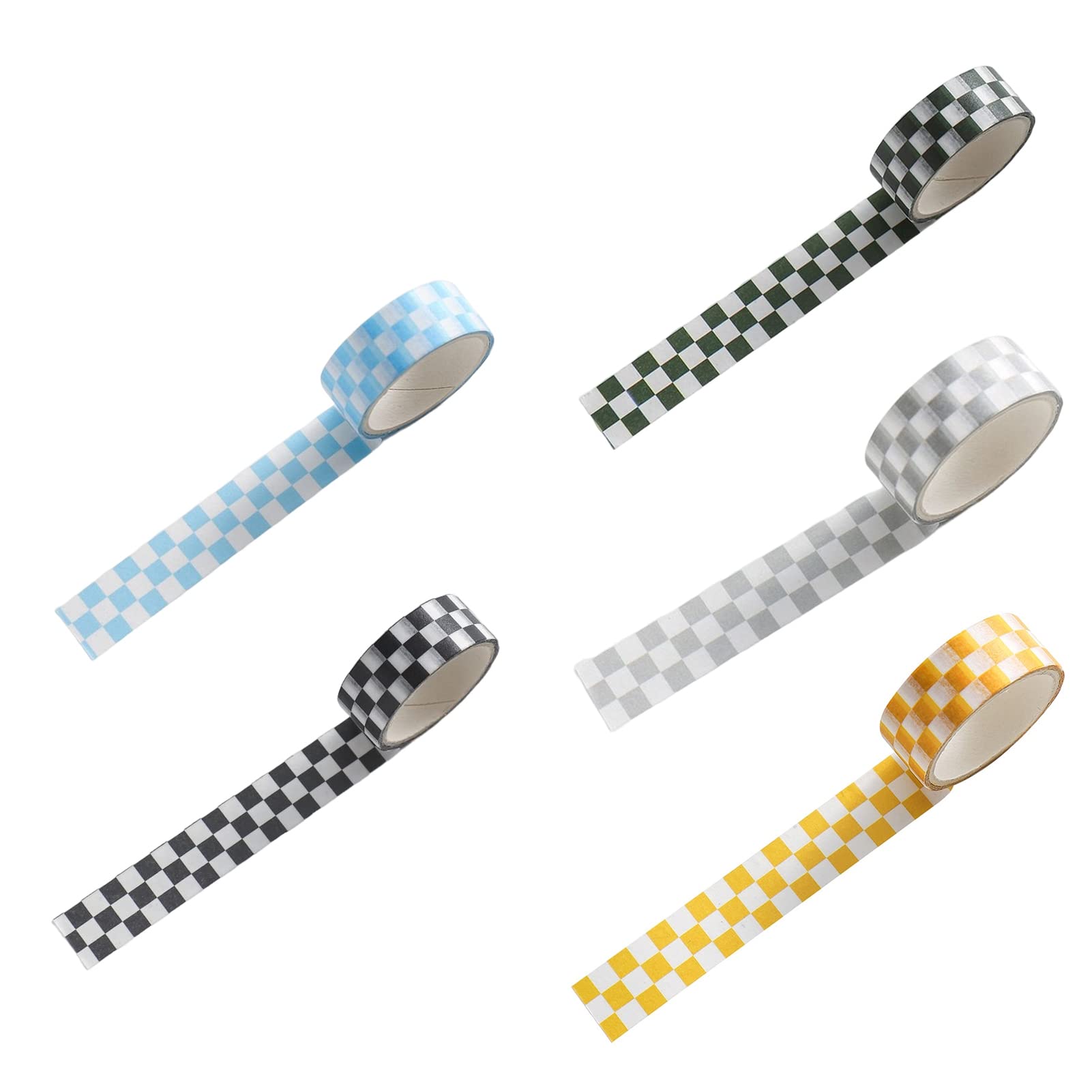 5 Rolls/1 Roll Checkered Flag Washi Tape - Race Car Design Decorative Tape for DIY Crafts, Scrapbooking, Journaling, Cards & School Projects - Perfect for Handbooks, Planners, Art Projects and Party Decorations