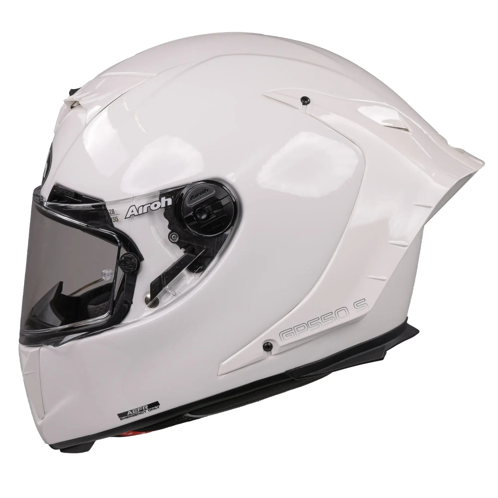 Airoh GP 550 S Gloss White Motorcycle Helmet - DOT & ECE Certified for Street & Racing - Lightweight & Ventilated for Comfortable Riding