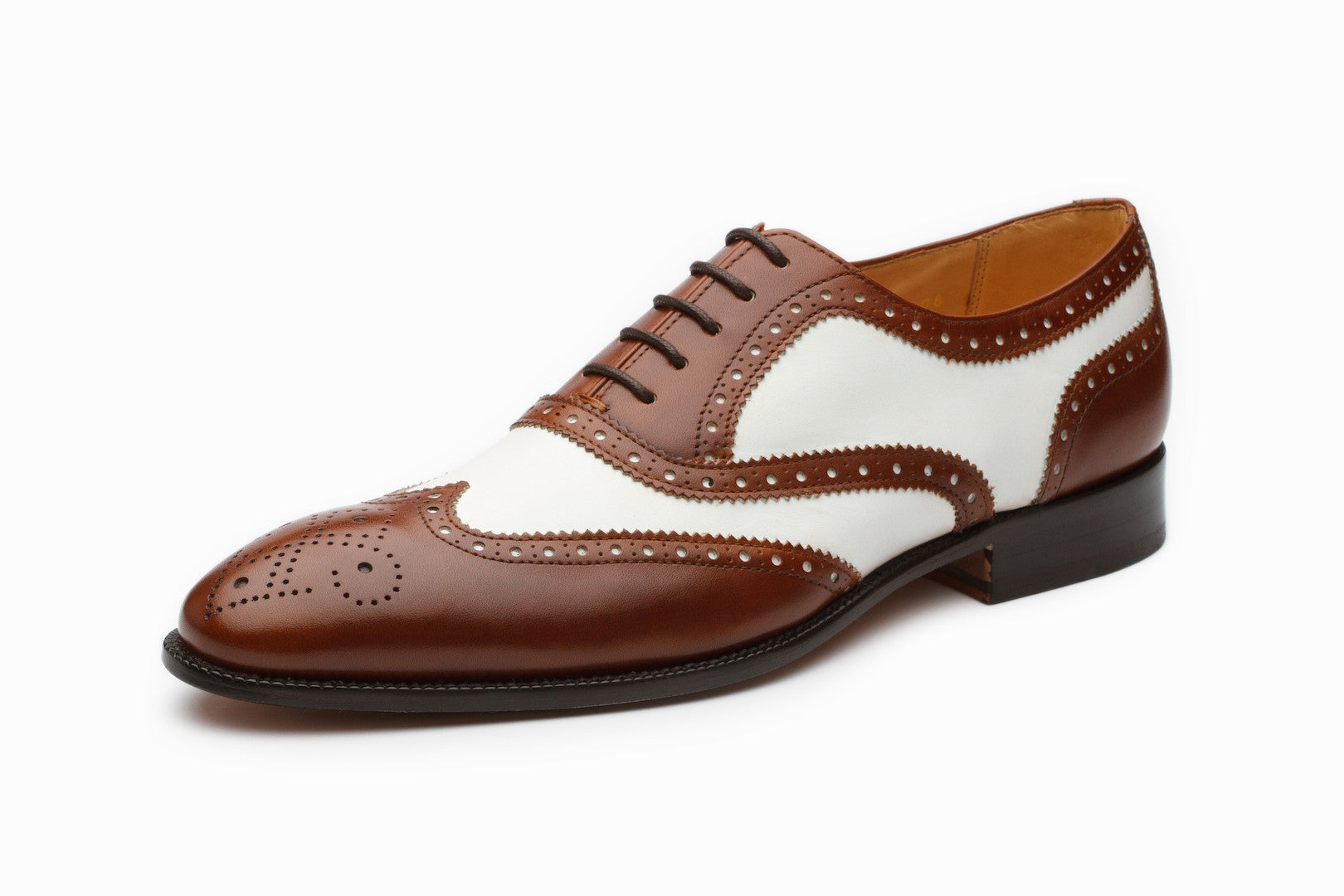 Men's Spectator Wingtip Oxford Shoes in Brown & White - Classic Two-Tone Dress Shoes for Business, Office & Formal Events