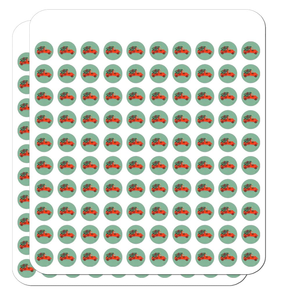 Vintage Christmas Red Truck and Tree Planner Stickers - Scrapbooking, DIY Craft, Bullet Journal, Calendar Decoration - Perfect for Holiday Cards, Gift Tags, and Planner Decorations