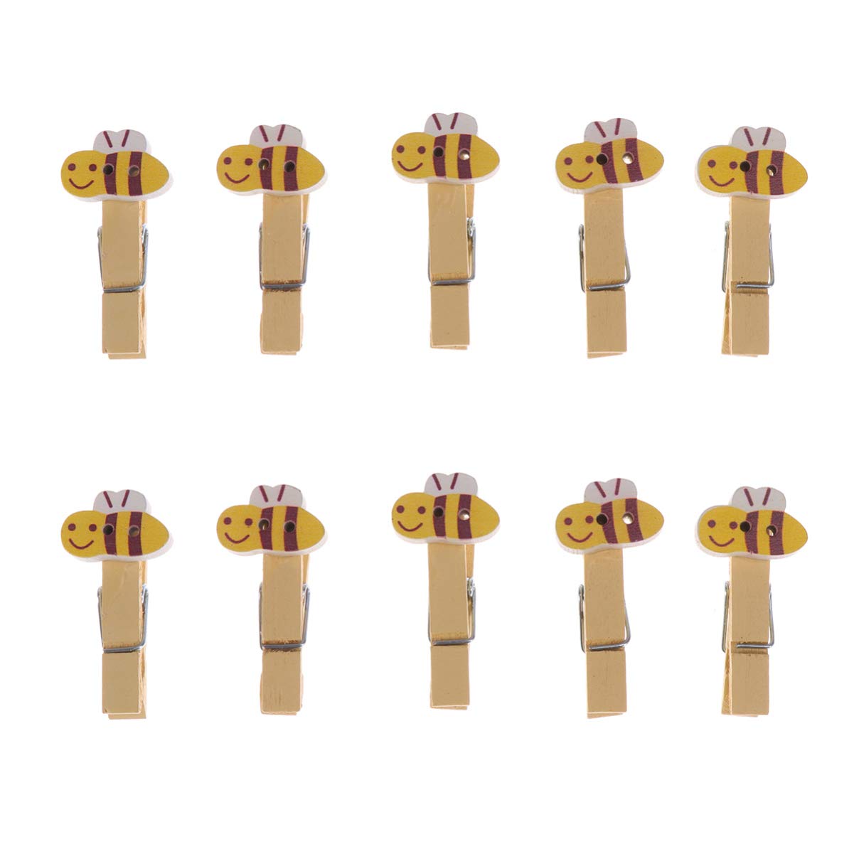 ABOOFAN 10PCS Natural Wooden Clothespins with Bee Design - Mini Photo Clips for DIY Crafts, Wedding Decor, Scrapbooking & Bathroom Organization - Perfect for Hanging Photos, Notes and Light Garments