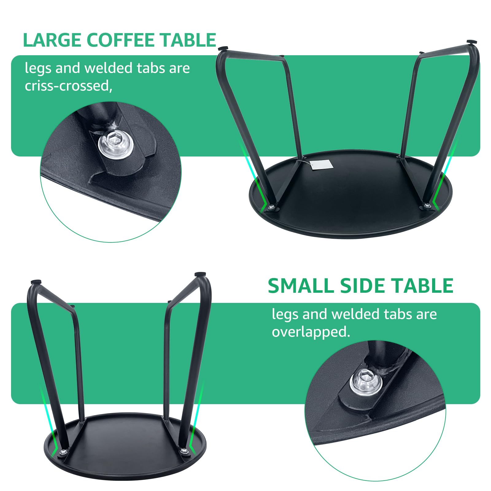 Weather-Resistant Black Metal Steel Round Outdoor Coffee Table - Perfect for Patio, Garden, Poolside & Backyard Relaxation