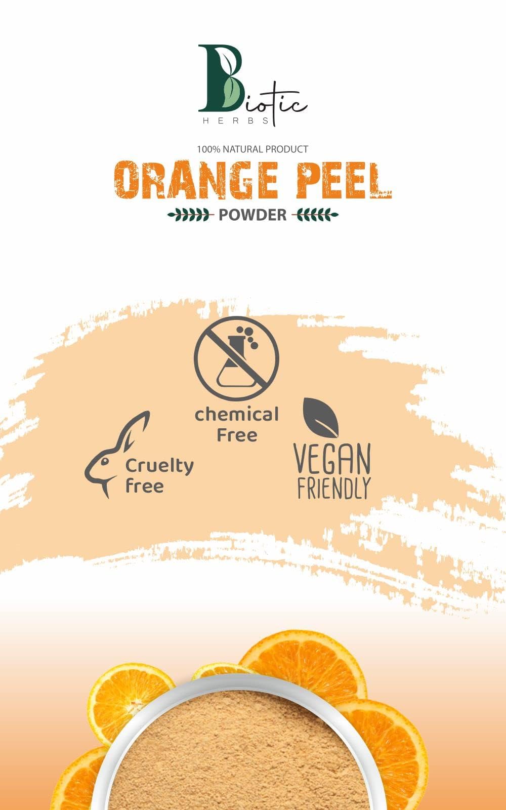 Biotic Herbs Pure Natural Organic Orange Peel Powder for Skin Whitening & Brightening - 200g | Face Mask, Glow Boost, Natural Skincare for Radiant Complexion | DIY Beauty, Spa Day, At-Home Facial Treatment