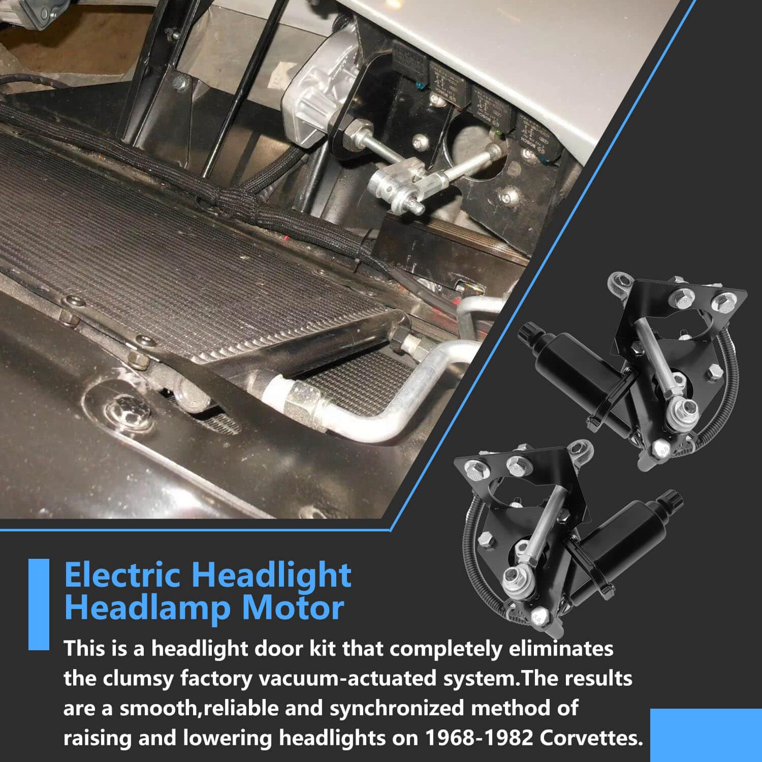 Chevrolet Corvette C3 1968-1982 Electric Headlight Headlamp Motor - Front Left & Right 4-Pins Replacement (Part #914015) | Perfect for Night Driving & Car Restoration Projects