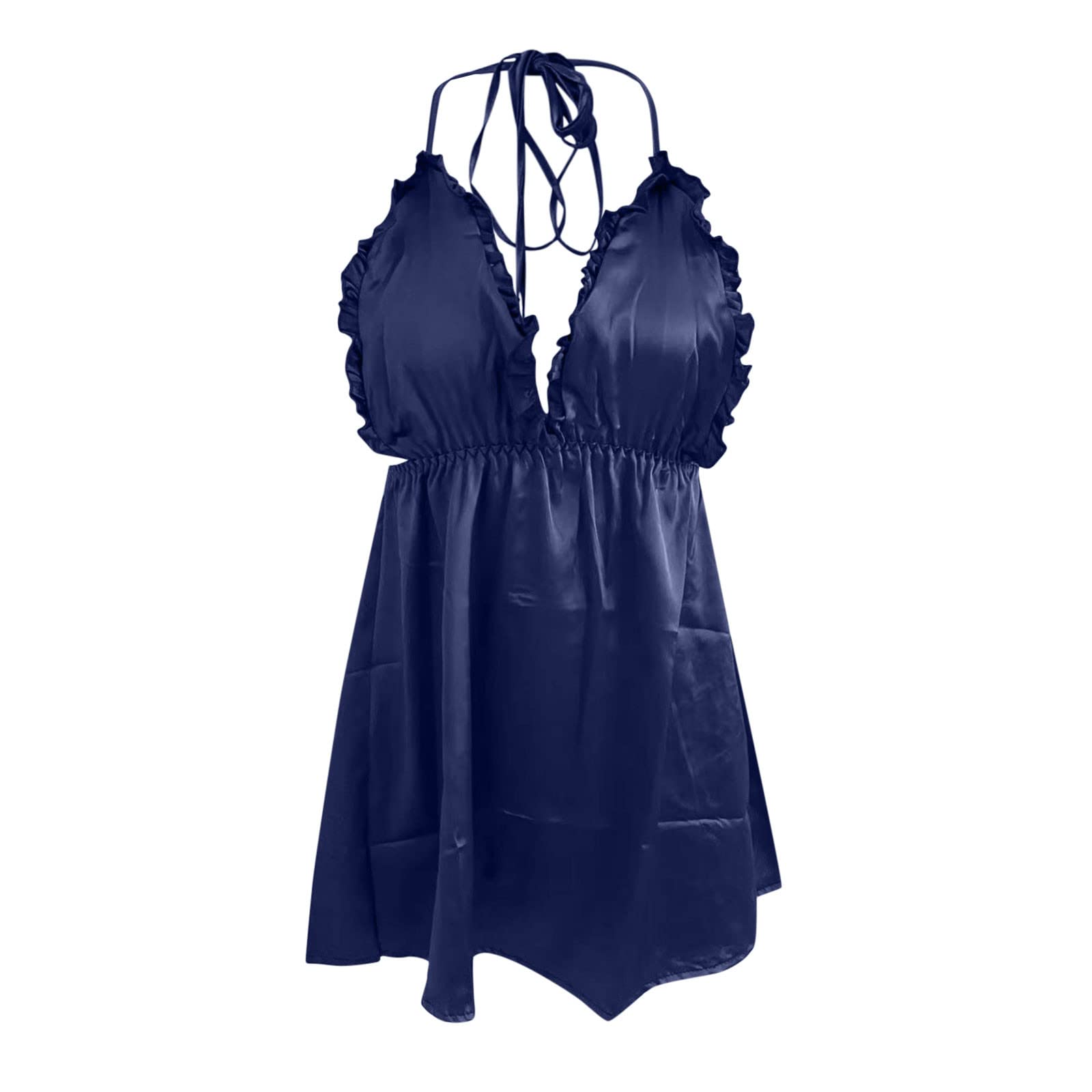 Sexy Silk Lingerie for Women - Deep V Neck Satin Chemise Nightgown, Backless Babydoll Sleepwear for Romantic Nights & Boudoir Photography