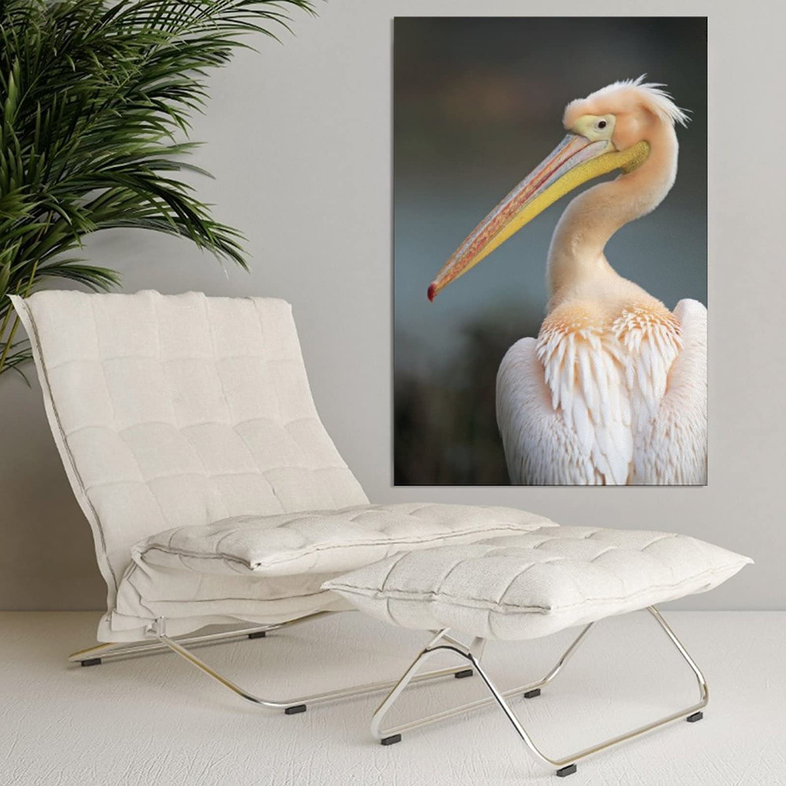 Great White Pelican Canvas Wall Art - Beautiful Bird Painting for Living Room, Bedroom & Office Decor - Nature Landscape Poster Gift for Animal Lovers