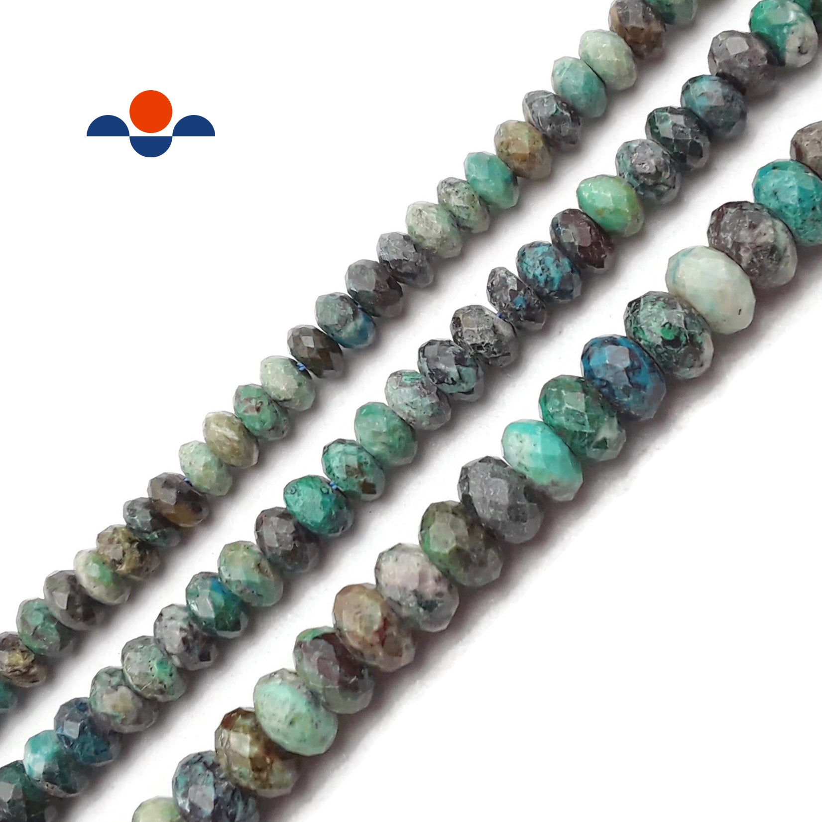 Fynchenite Chrysocolla Faceted Rondelle Beads 4x6mm 4x7mm 5x9mm 15.5'' Strand - Natural Gemstone Beads for Jewelry Making, DIY Bracelets, Necklaces & Craft Projects