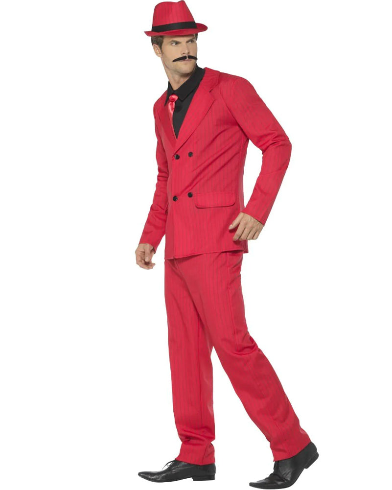 Vintage 1940s Red Zoot Suit Gangster Costume for Men - 20s 30s Swing Dance & Halloween Party Outfit