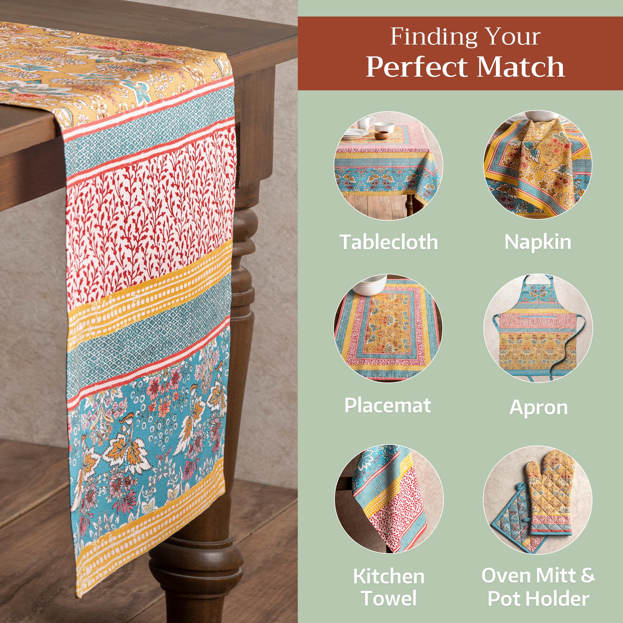 Maison d'Hermine 100% Cotton Double Layer Easter Table Runner - 108 Inch Long Marquise Design (14.5