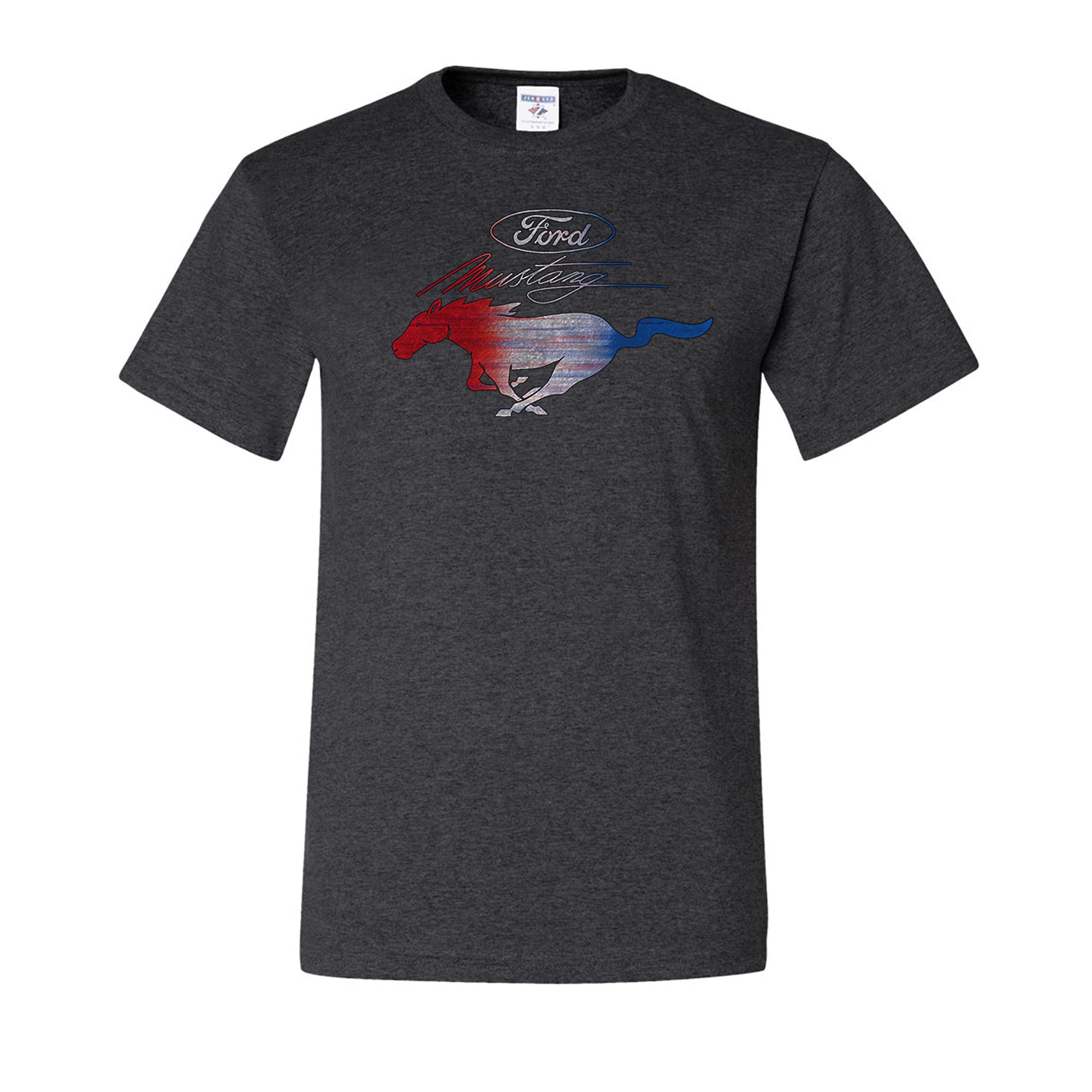**Official Ford Mustang Pony American Flag Licensed Men's T-Shirt – Patriotic US Flag Design for Casual Wear & Car Enthusiasts**