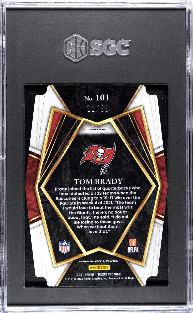 2021 Panini Select Football Tom Brady White Die Cut Prizm SGC 9.5 /99 - Rare Collectible Trading Card for Sports Memorabilia & Investment Collection