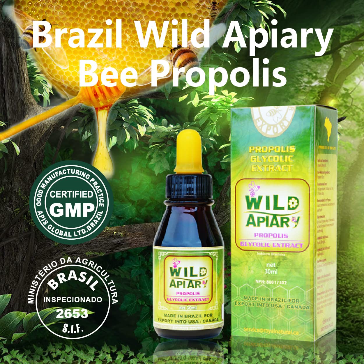 85% Non-Alcoholic Bee Propolis Liquid Extract - 15 Bottles Wild Apiary Green Propolis Glycolic Extract | Alcohol-Free, Wax-Free, Sugar-Free | Immune Support & Natural Wellness Supplement for Daily Use