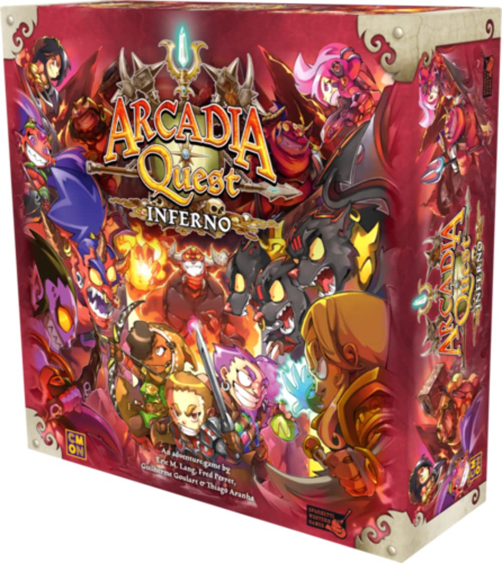 Arcadia Quest Inferno Board Game - Standalone Fantasy Strategy Adventure with Miniatures for Adults & Teens | 2-4 Players | Ages 14+ | 45 Min Playtime | by CMON | Perfect for Game Nights, Parties & Family Gatherings