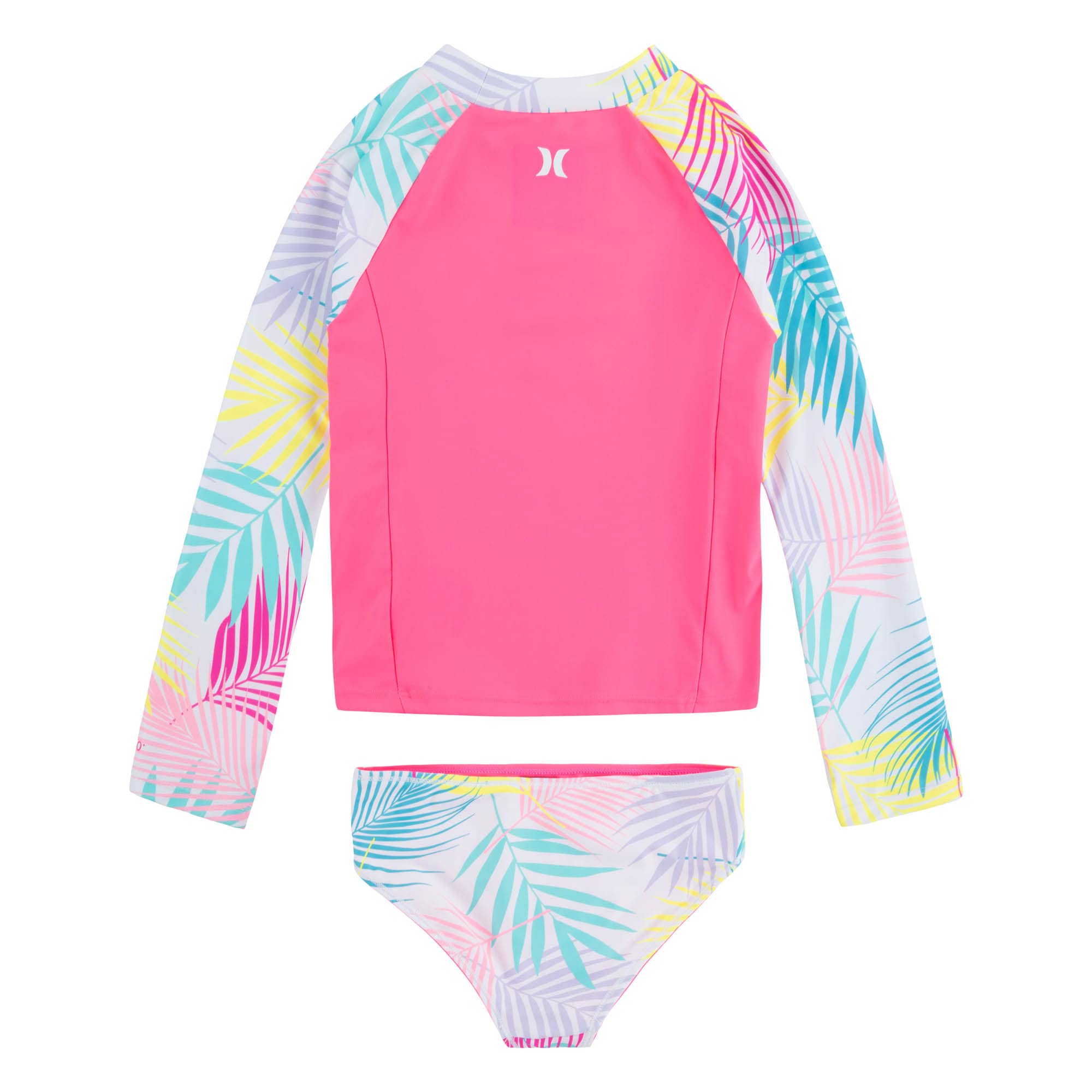 Hurley Girls' Long Sleeve Rash Guard Swimsuit UPF 50+ Sun Protection - Perfect for Surfing, Swimming & Beach Activities