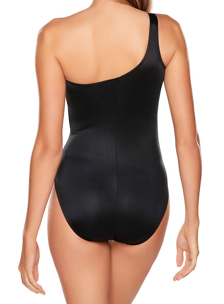 Miraclesuit Women's One Piece Swimsuit with Underwire Bra & Tummy Control - One Shoulder Network Gem Design for Pool, Beach & Vacation Wear