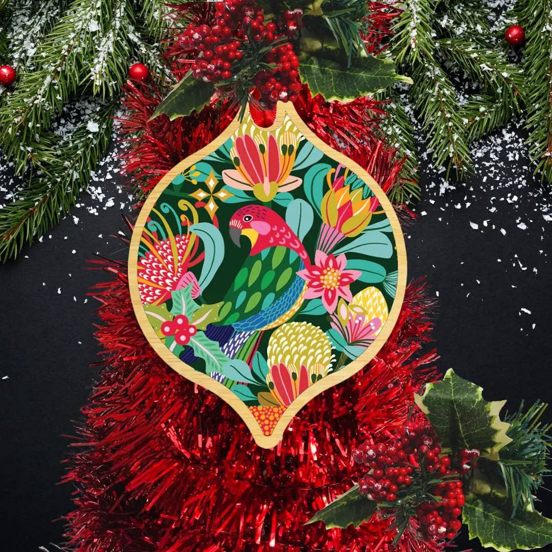 Handmade Aussie Rosella Christmas Bauble - Unique Australian Bird Ornament for Holiday Tree Decorations - Perfect for Xmas Gifts, Home & Office Festive Decor