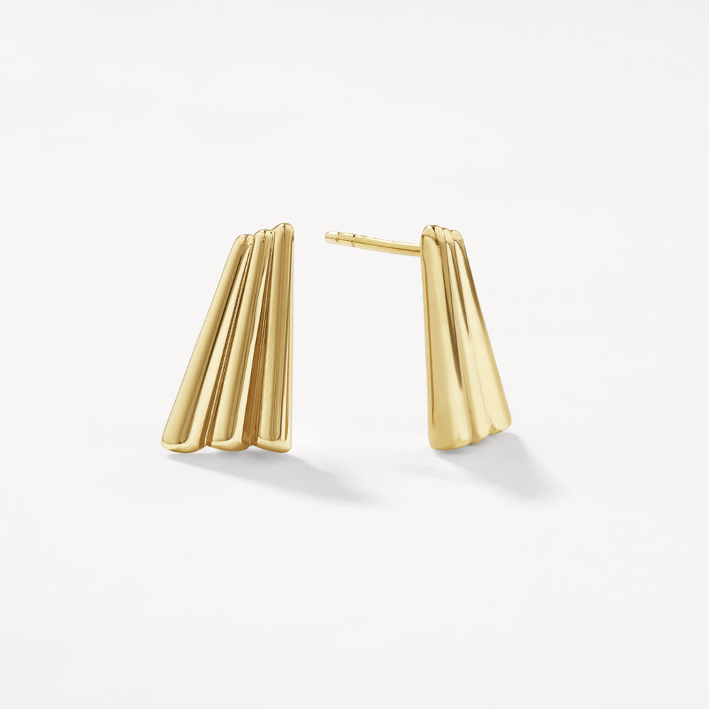 Gold Ribbed Fan Stud Earrings for Women - Elegant & Trendy Jewelry for Everyday Wear, Parties & Special Occasions