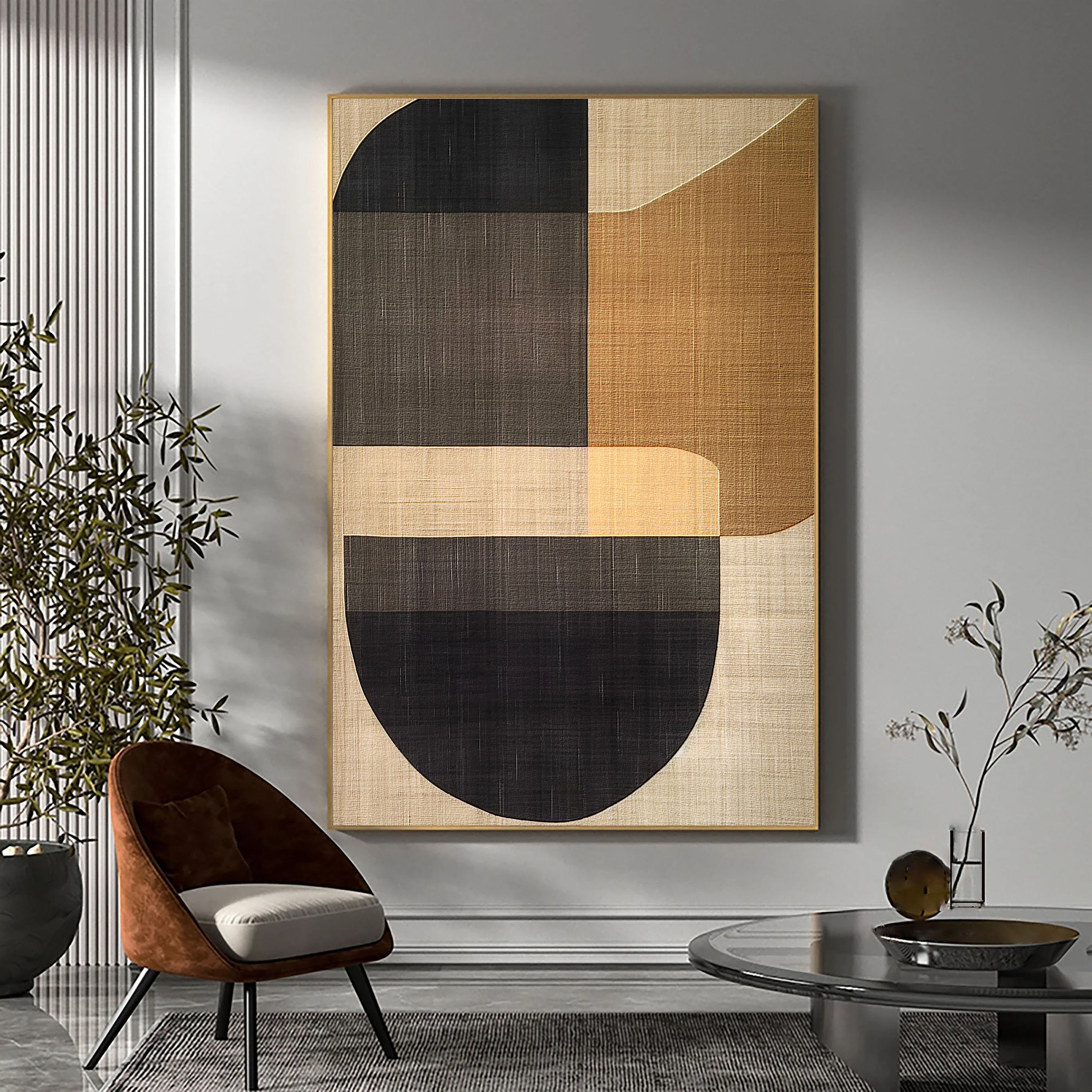Beige & Brown Abstract Wall Art Print #BB047 - Modern Home Decor for Living Room, Bedroom & Office