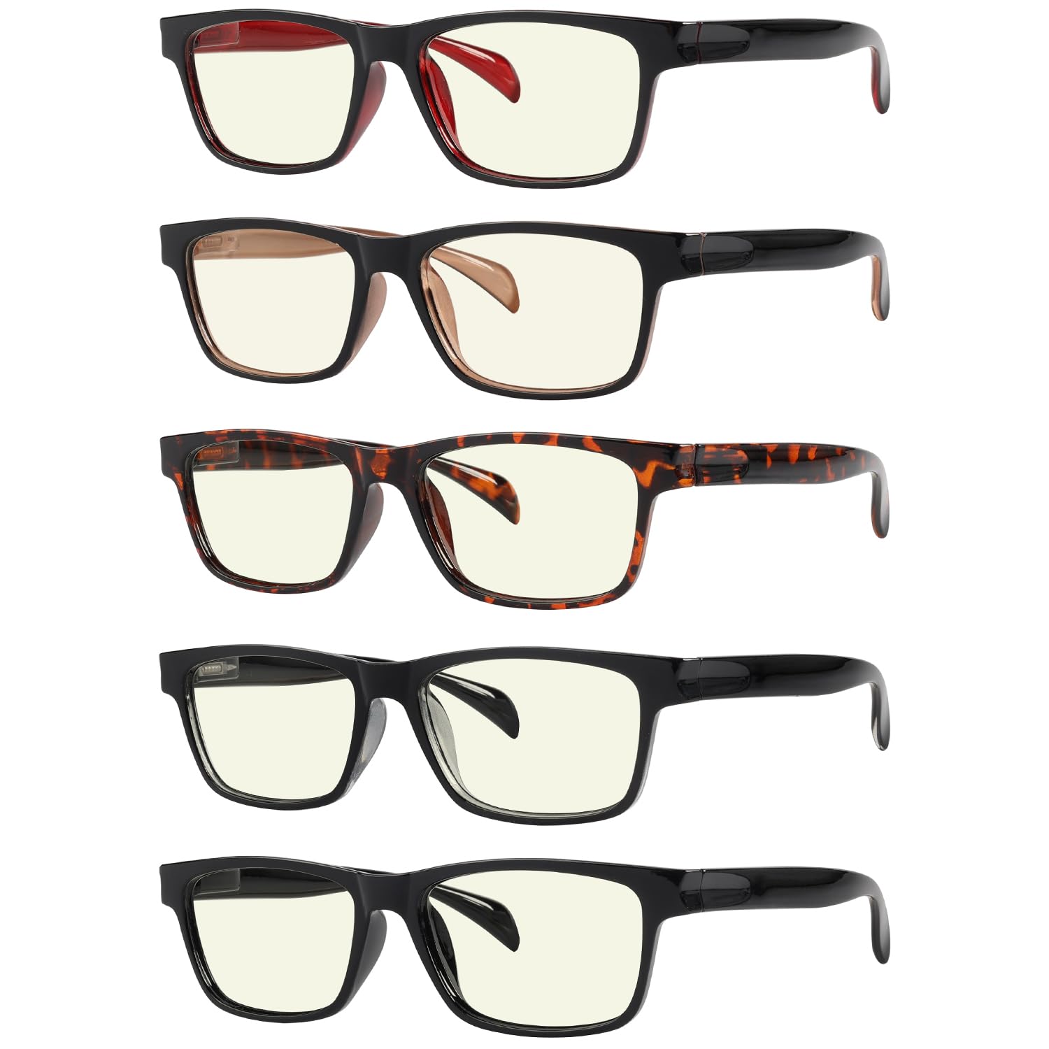 Blue Light Blocking Reading Glasses Multipack for Women & Men - Anti-Eyestrain Computer Glasses with Tinted Lenses for Office, Gaming & Digital Screen Use