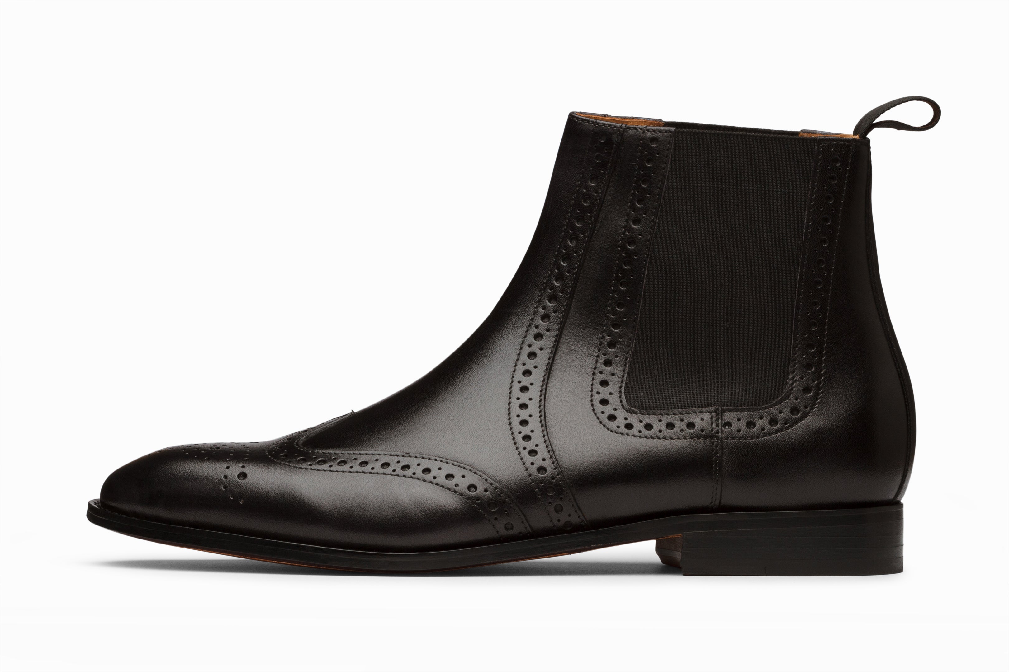Premium Wingtip Chelsea Brogue Boots for Men - Stylish Black Leather Ankle Boots - Perfect for Office, Casual Wear & Formal Occasions
